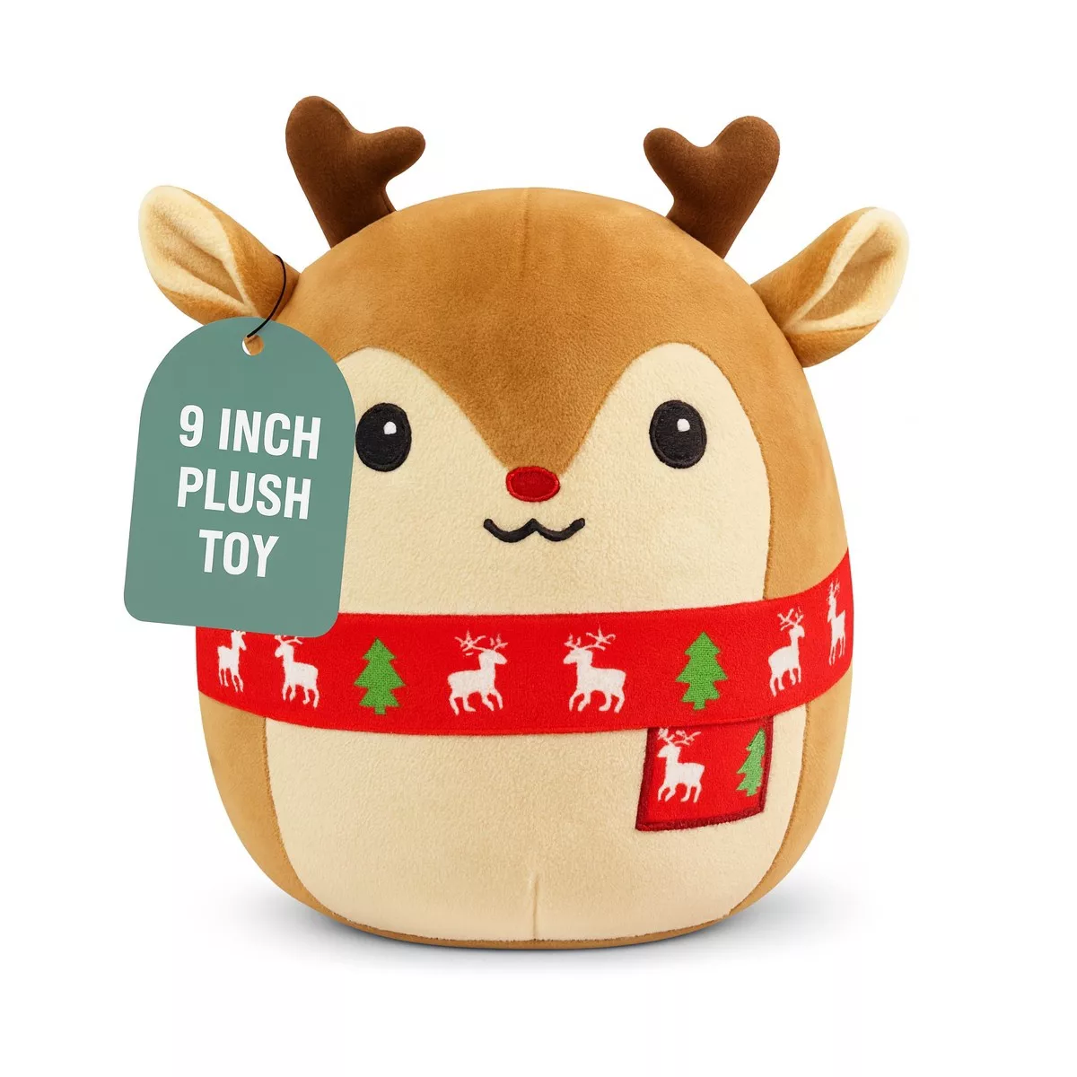 Sperric Christmas Plush Toy Reindeer Soft Stuffed Animal, 9" Cute Holiday Plushie Gift for Kids Holiday Gifts for Babies