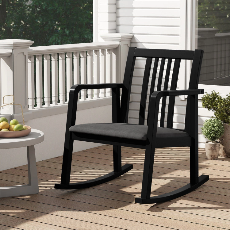 Hivvago Rocking Chair With Slatted Back And Curved Armrests