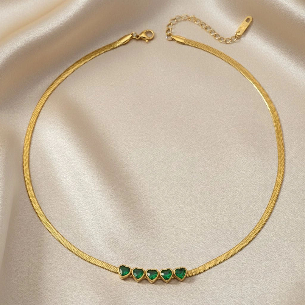 DressAtR Women's Heart Gold Tone Jewelry Set