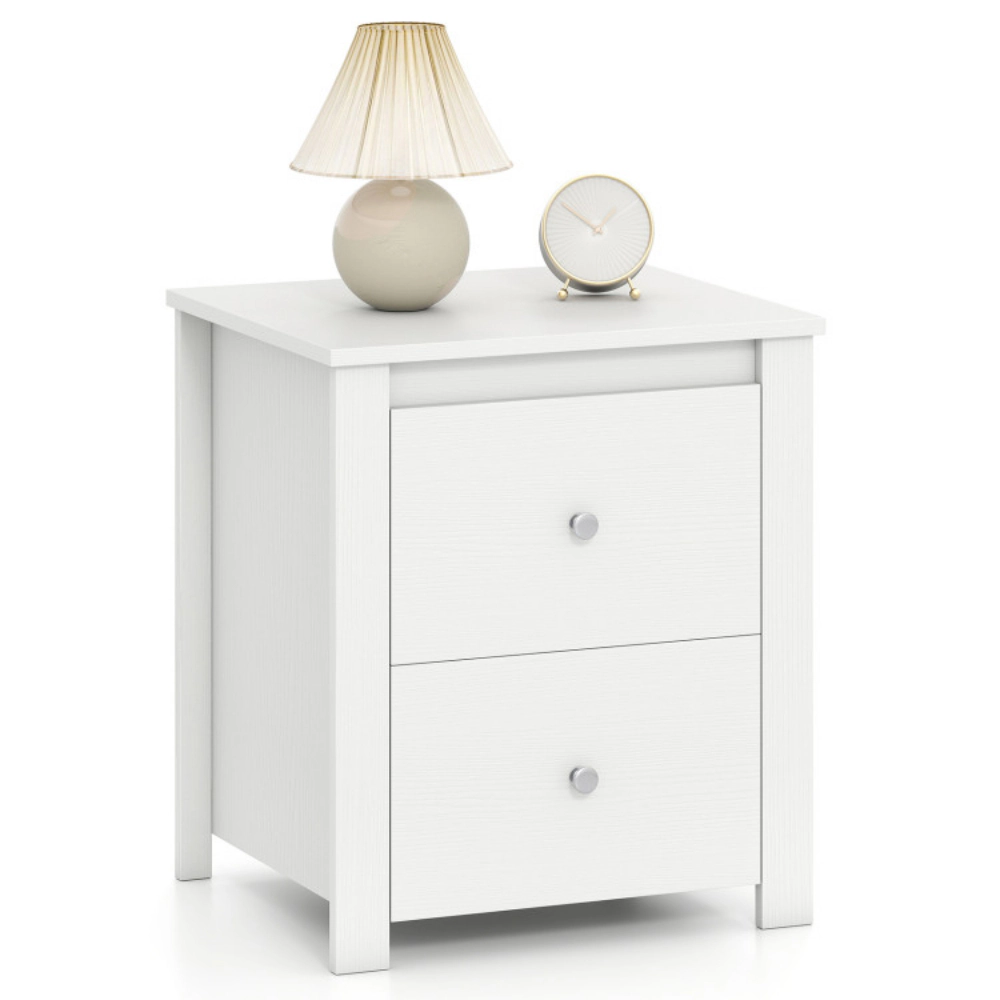 SlickBlue 2-Drawer Nightstand with Storage and Metal Handles