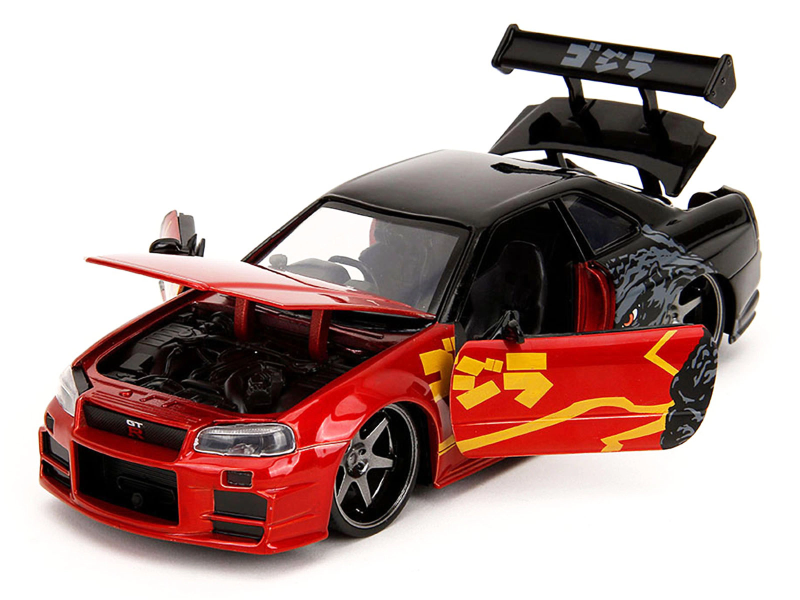 Jada 2002 Nissan Skyline GT-R (R34) RHD (Right Hand Drive) Red Metallic and Black "Godzilla vs. Destoroyah"