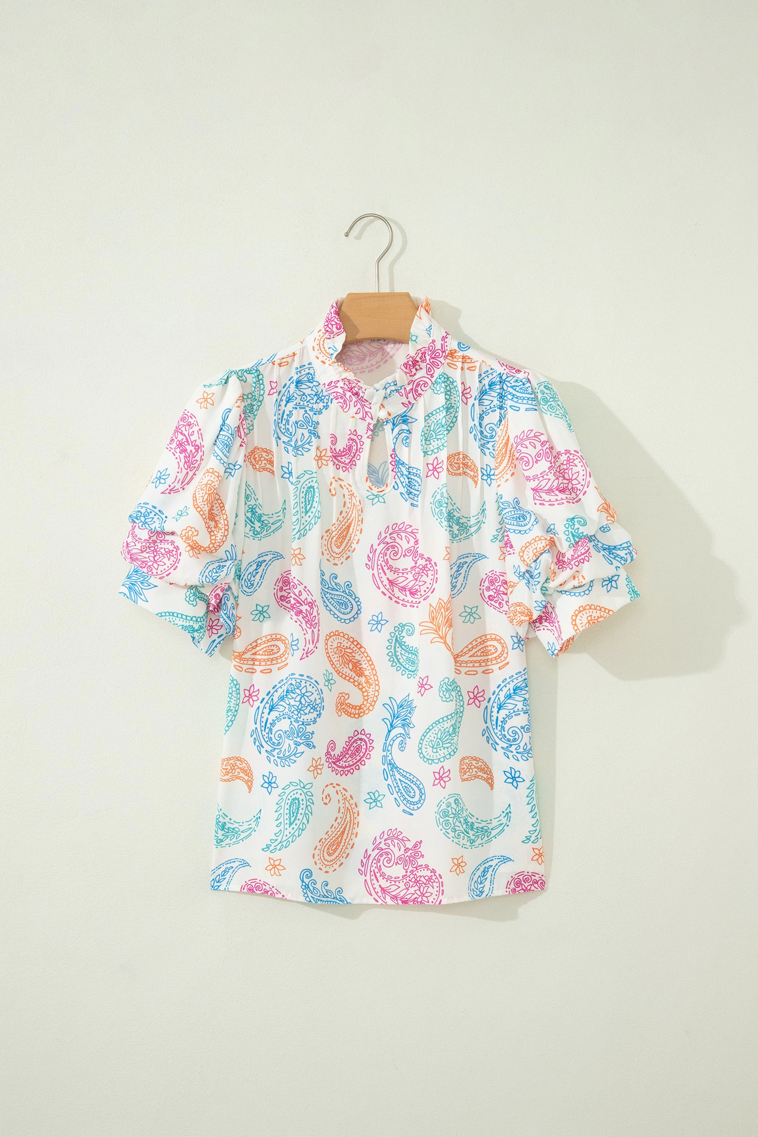 Threaded Pear Women's Lilyana Keyhole Puff Sleeve Blouse