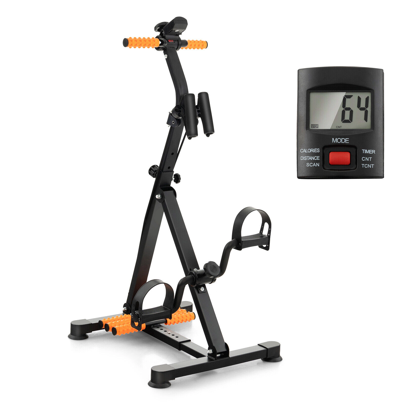 SUGIFT Yellow Adjustable Pedal Exercise Bike with LCD Monitor 17-in to 21-in W 17.5-in D 265-lb User Capacity