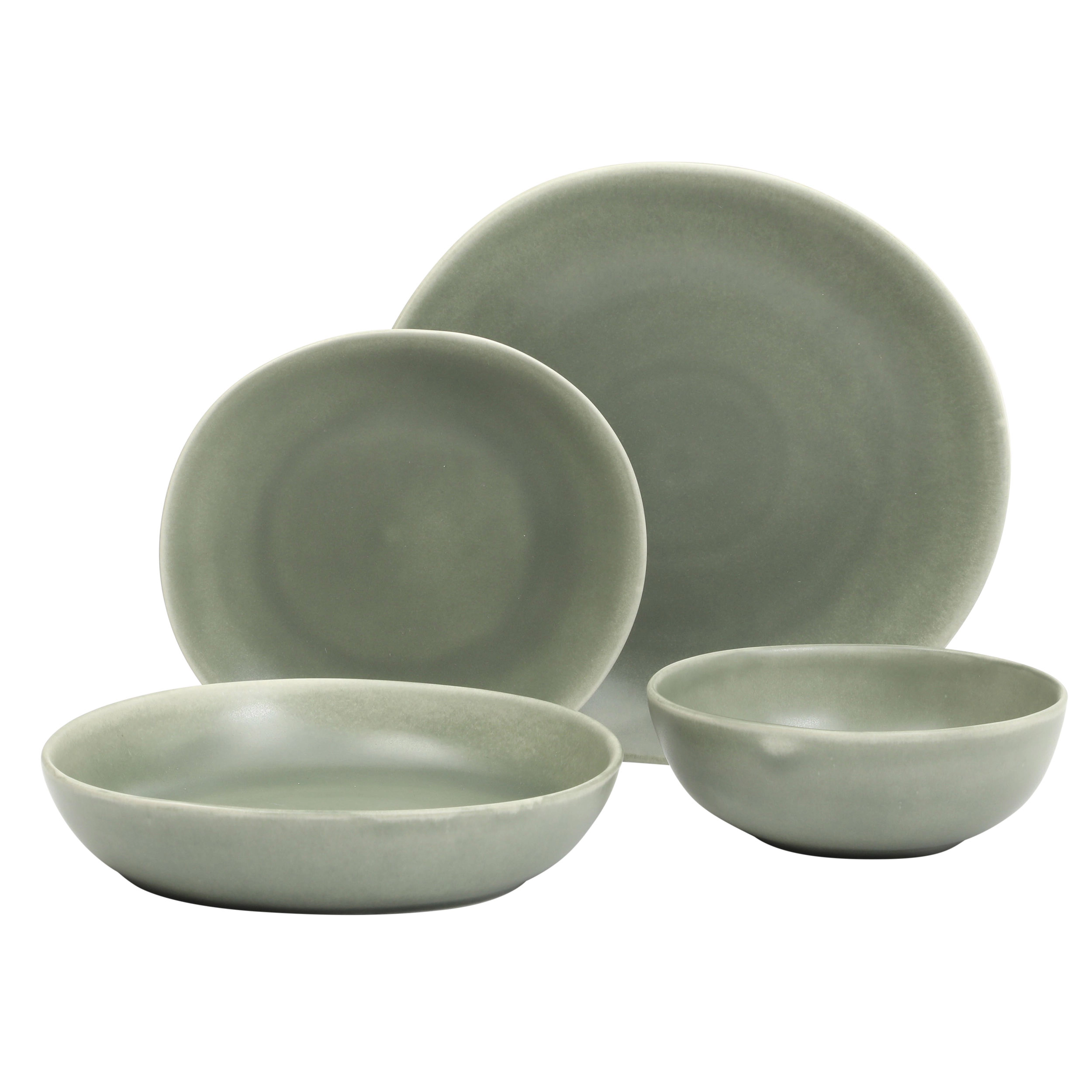 Gibson Elite Zion Mist 16 Piece Round Stoneware Dinnerware Set in Green