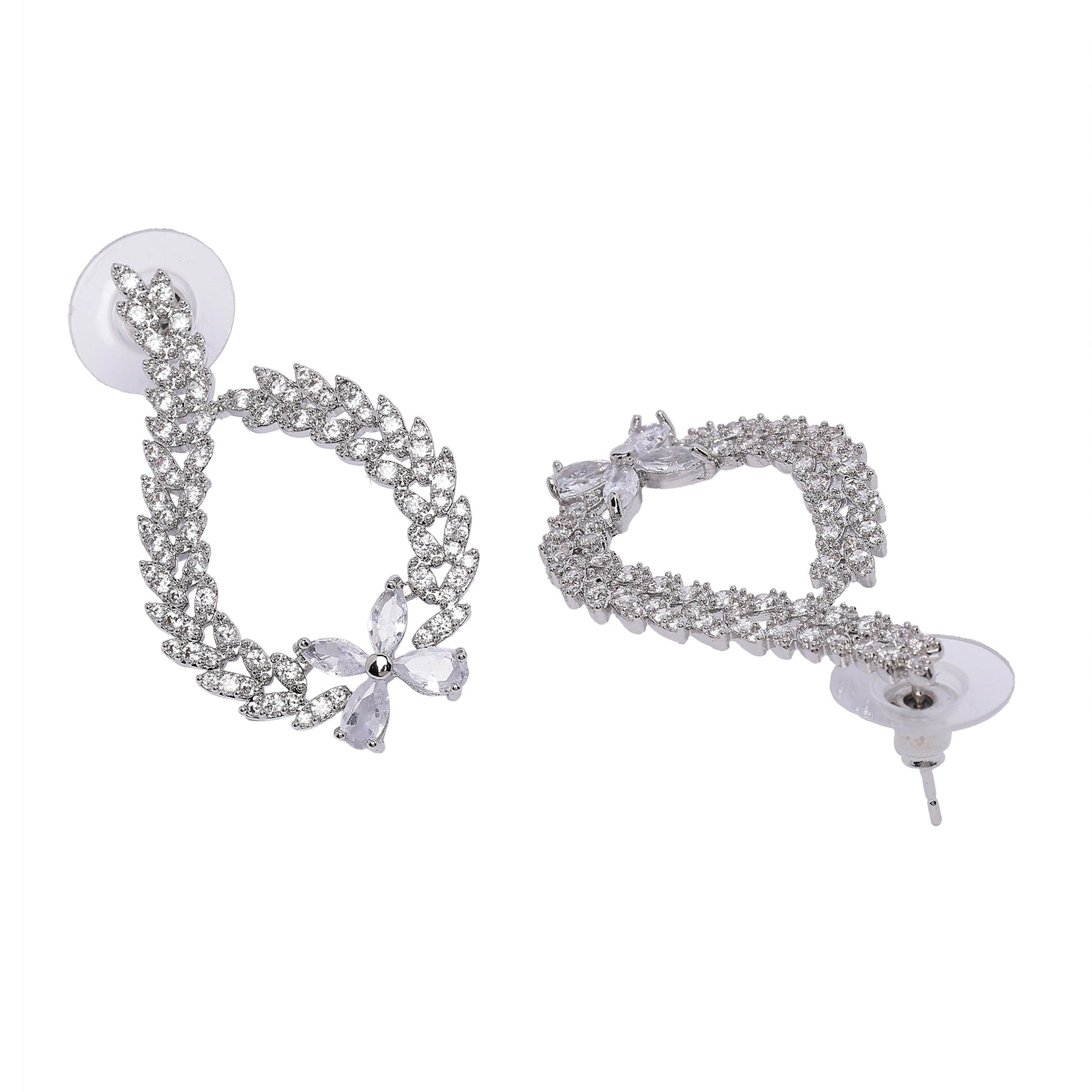 AGP PARIS Womens Sparkling Floral Drop Earrings