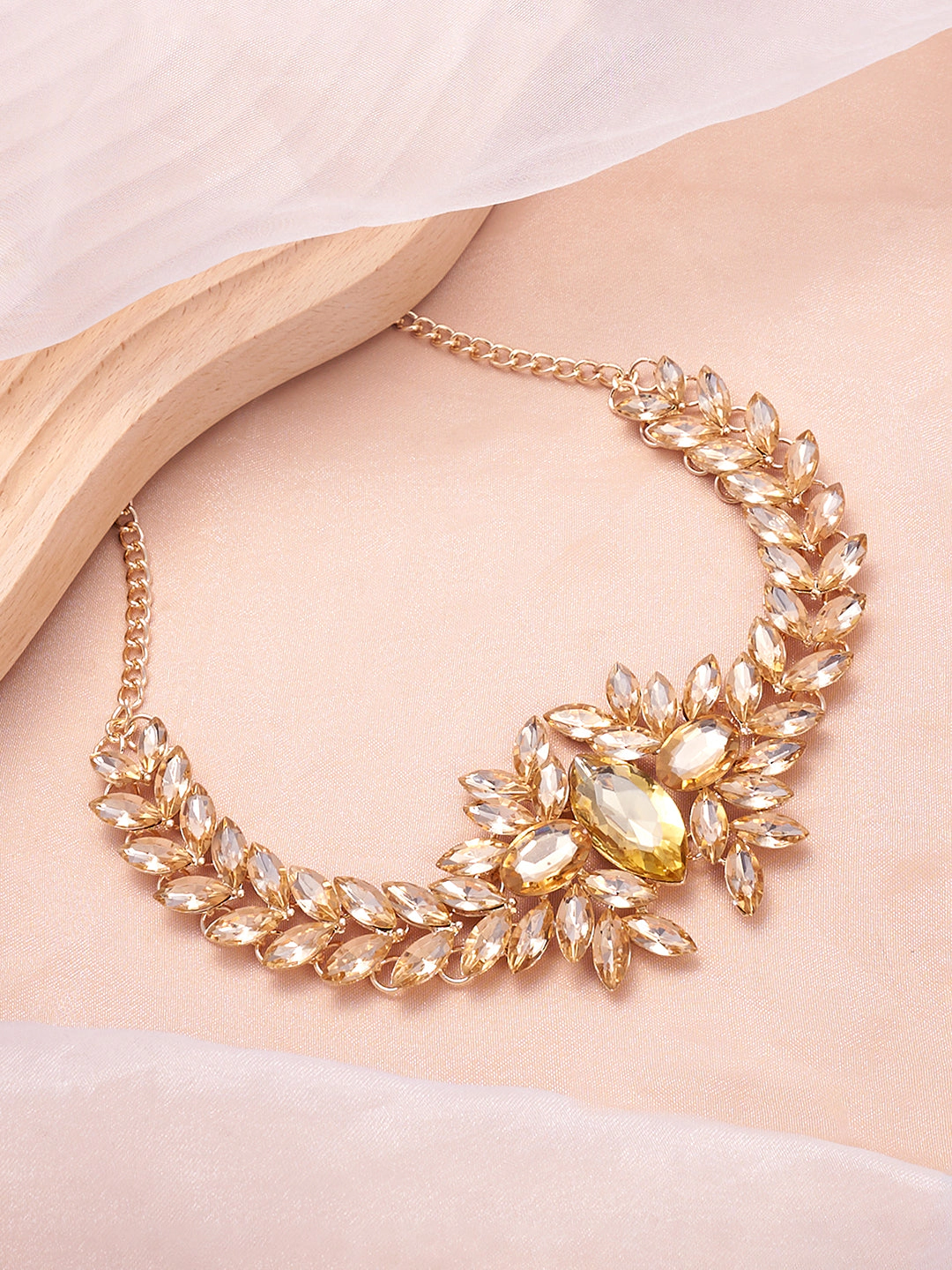 SOHI Women's Amber Yellow the Marquise Statement Necklace