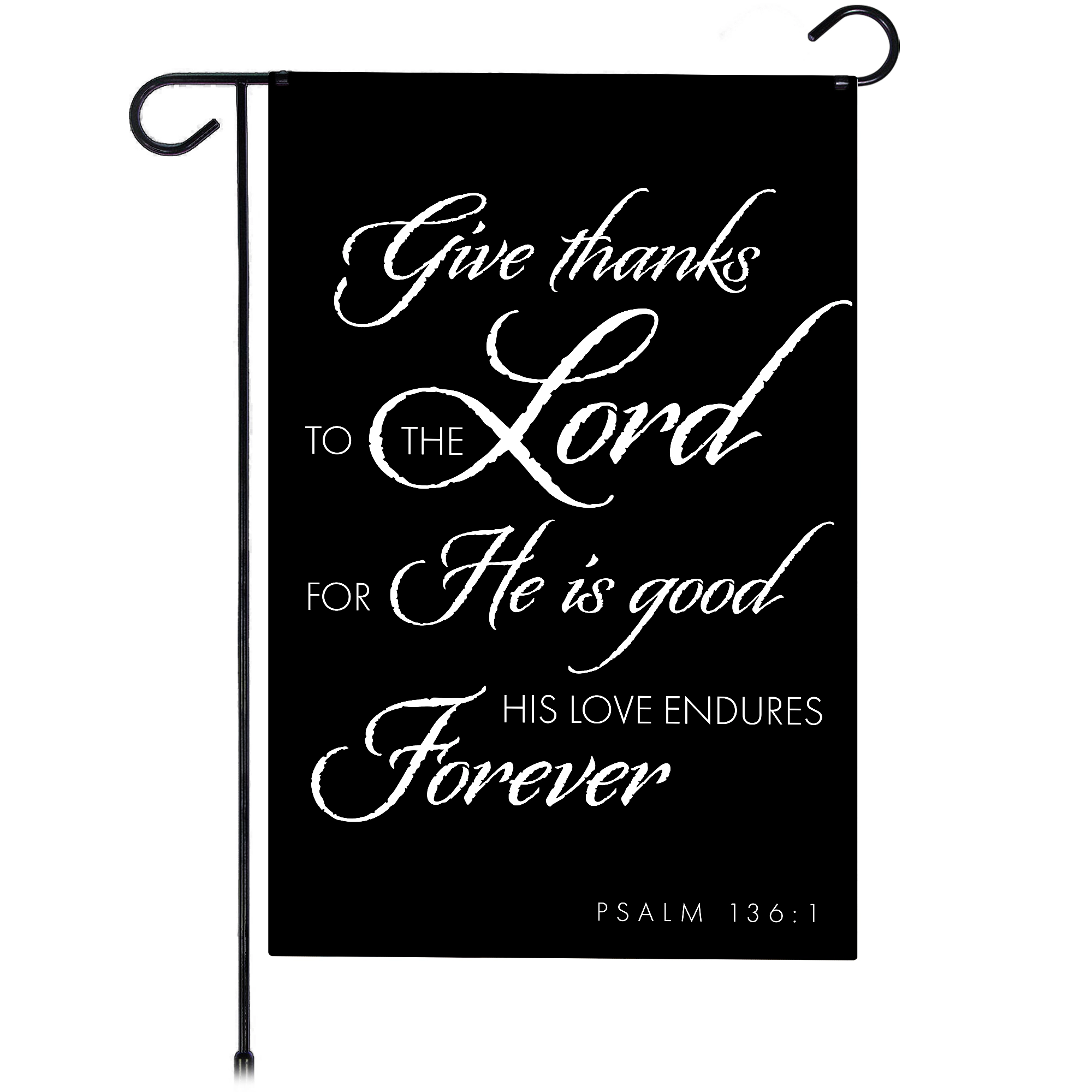 G128 Give Thanks to the Lord Scripture Garden Flag 12 x 18 in Double-Sided