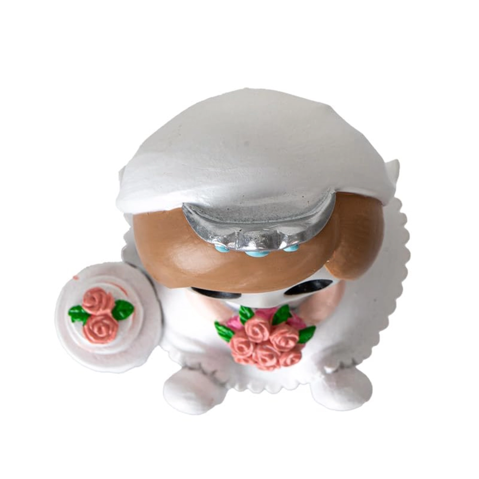 Pacific Giftware Mrs. Furrybones Figurine Skeleton Bride in Wedding Dress Holding Bouquet with Cake 3.15 Tall