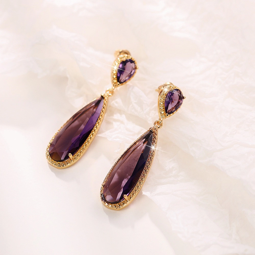 Gorgeous Pear Cubic Zirconia Long Hanging Earrings