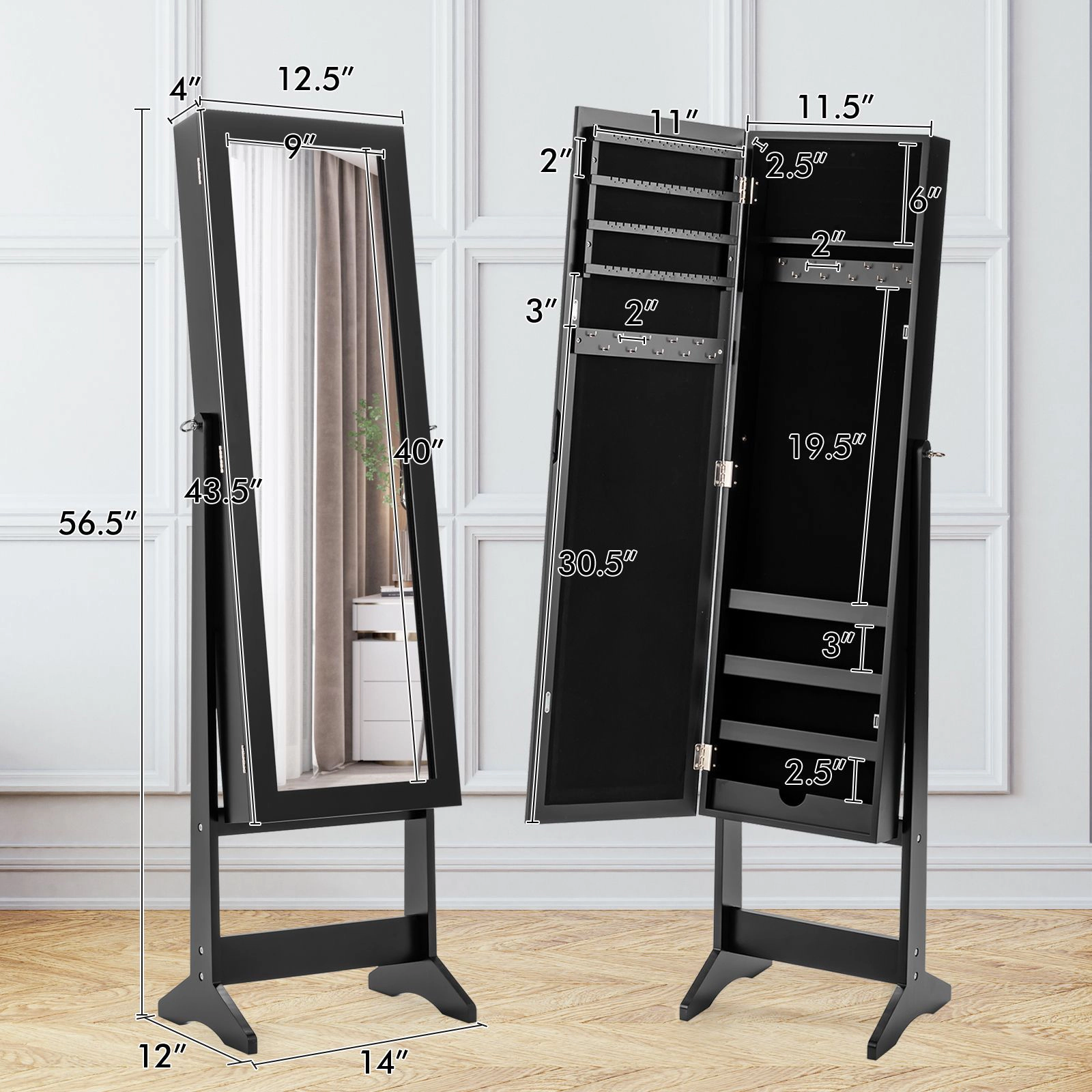 SlickBlue Tilting Jewelry Armoire With Full Length Dressing Mirror