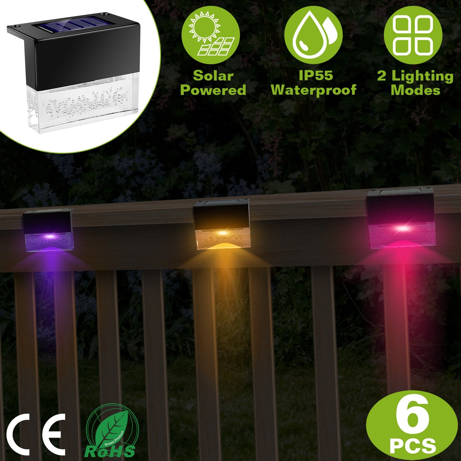 GBruno Solar Acrylic Deck Lights 6-Pack