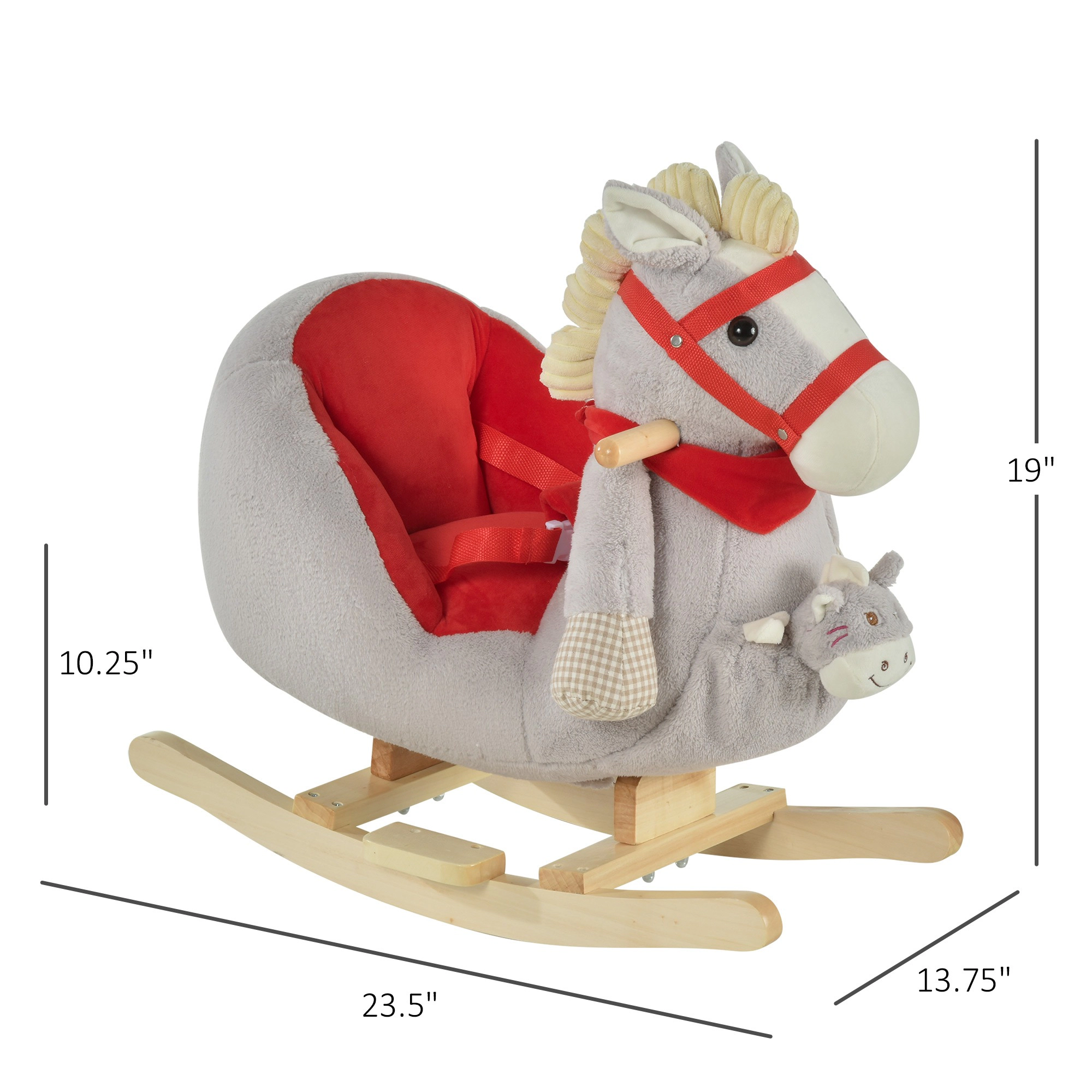 HONGGE Qaba Kids Ride-On Rocking Horse Toy, Rocker with Lullaby Song