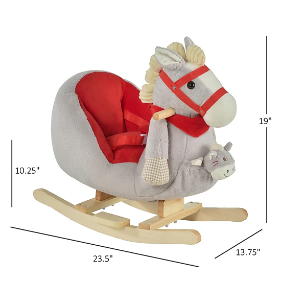 HONGGE Qaba Kids Ride-On Rocking Horse Toy, Rocker with Lullaby Song