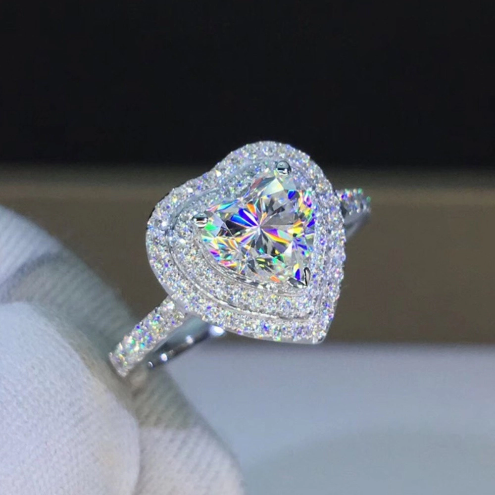 Fashion Heart Ring High Sparkle Love Engagement Jewelry