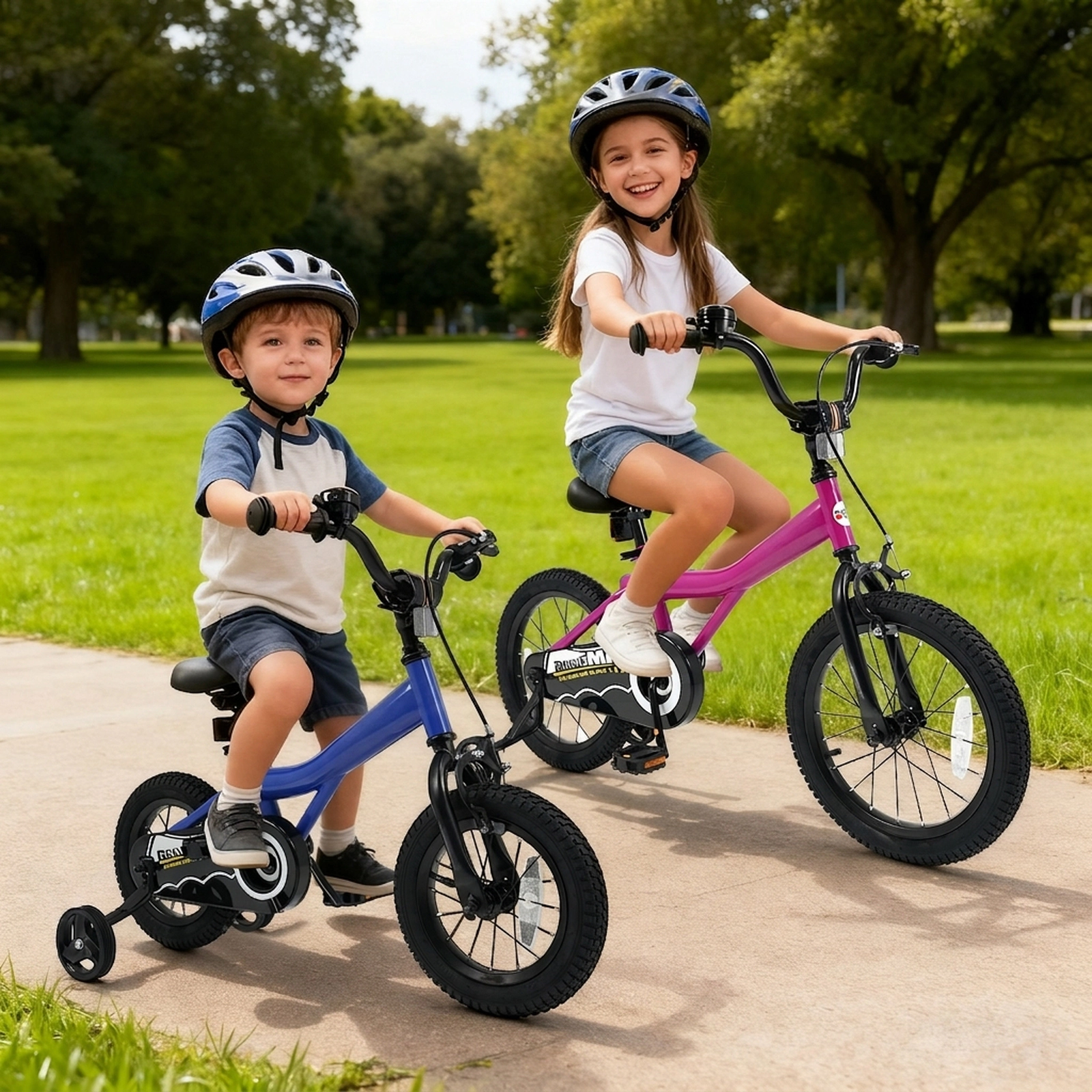 18-in Kids Bike Removable Training Wheels Kickstand Adjustable Seat and Handlebar Enclosed Chain Guard Ages 4-8 Pink