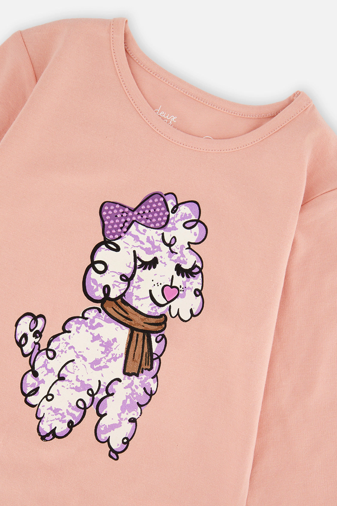 Deux par Girls Fluffy Poodle Graphic Organic Cotton Long Sleeve T-Shirt
