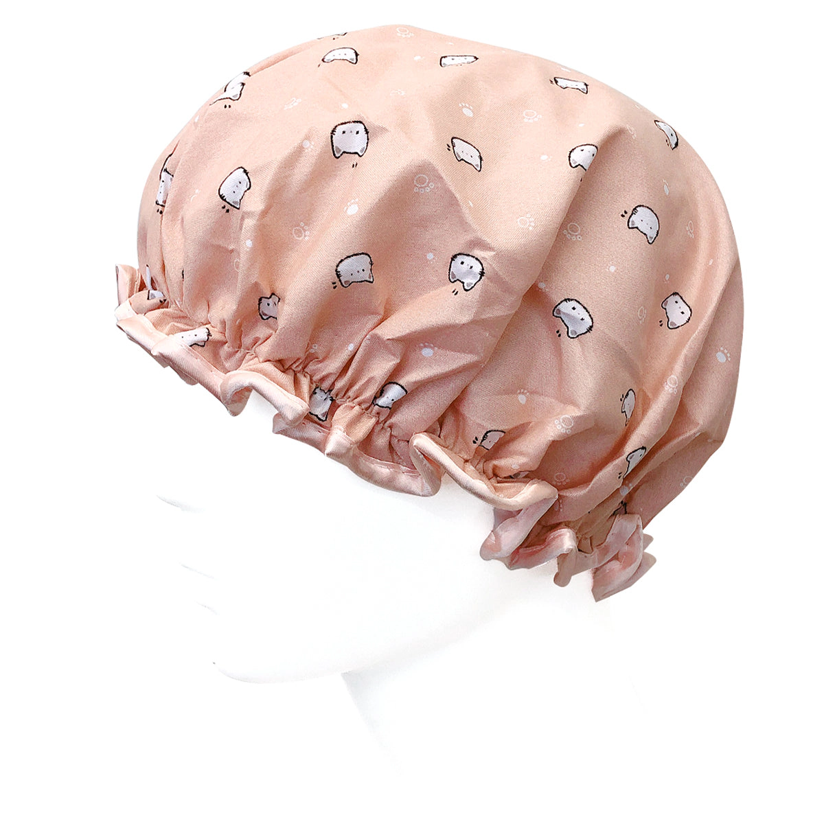 Wrapables Women's Stylish Double Layer Waterproof Shower Caps (Set of 4), Dots, Cherries & Kitties