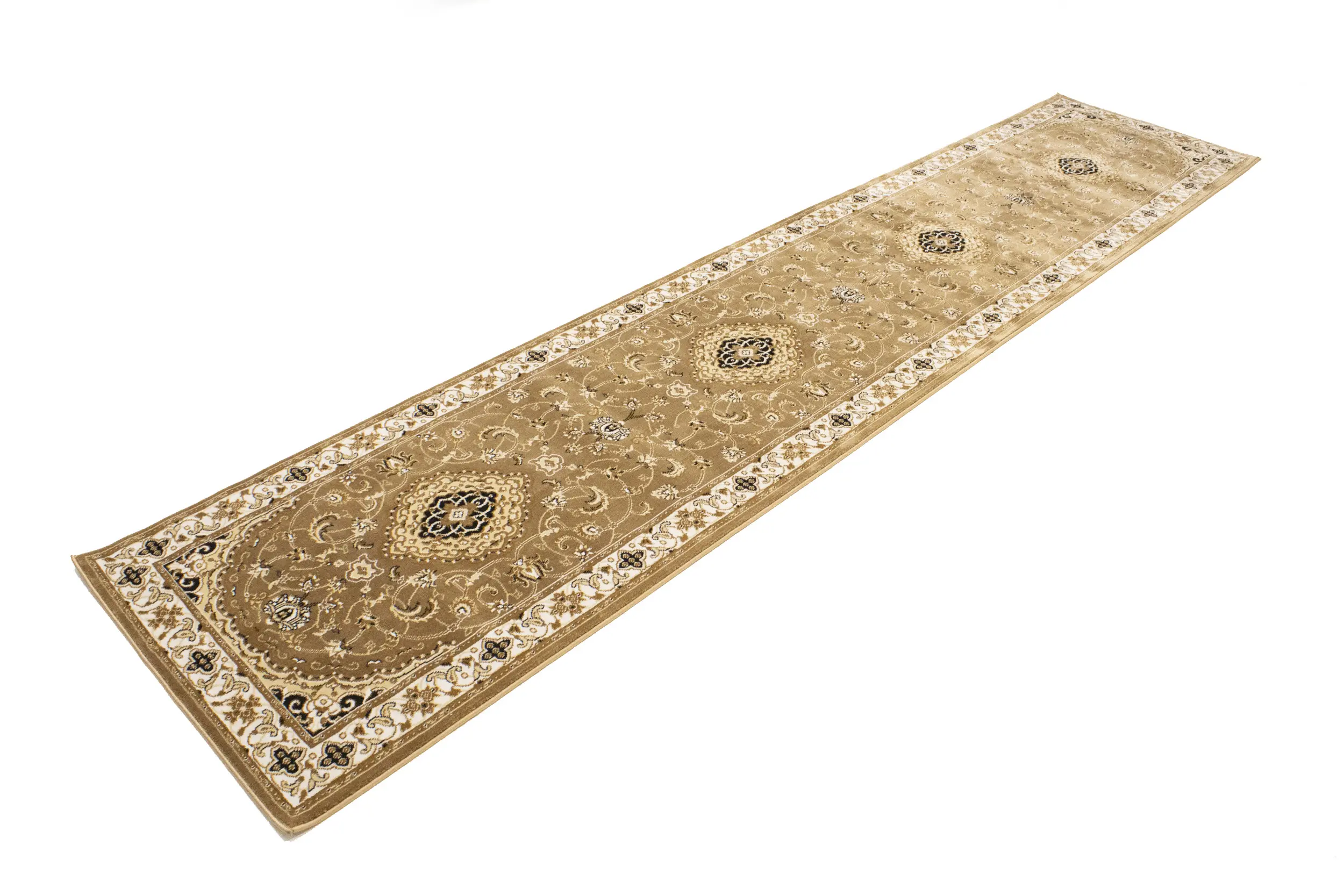 Magic Rugs Brown Floral Oriental Style 3X12 Machine-Made Runner Rug