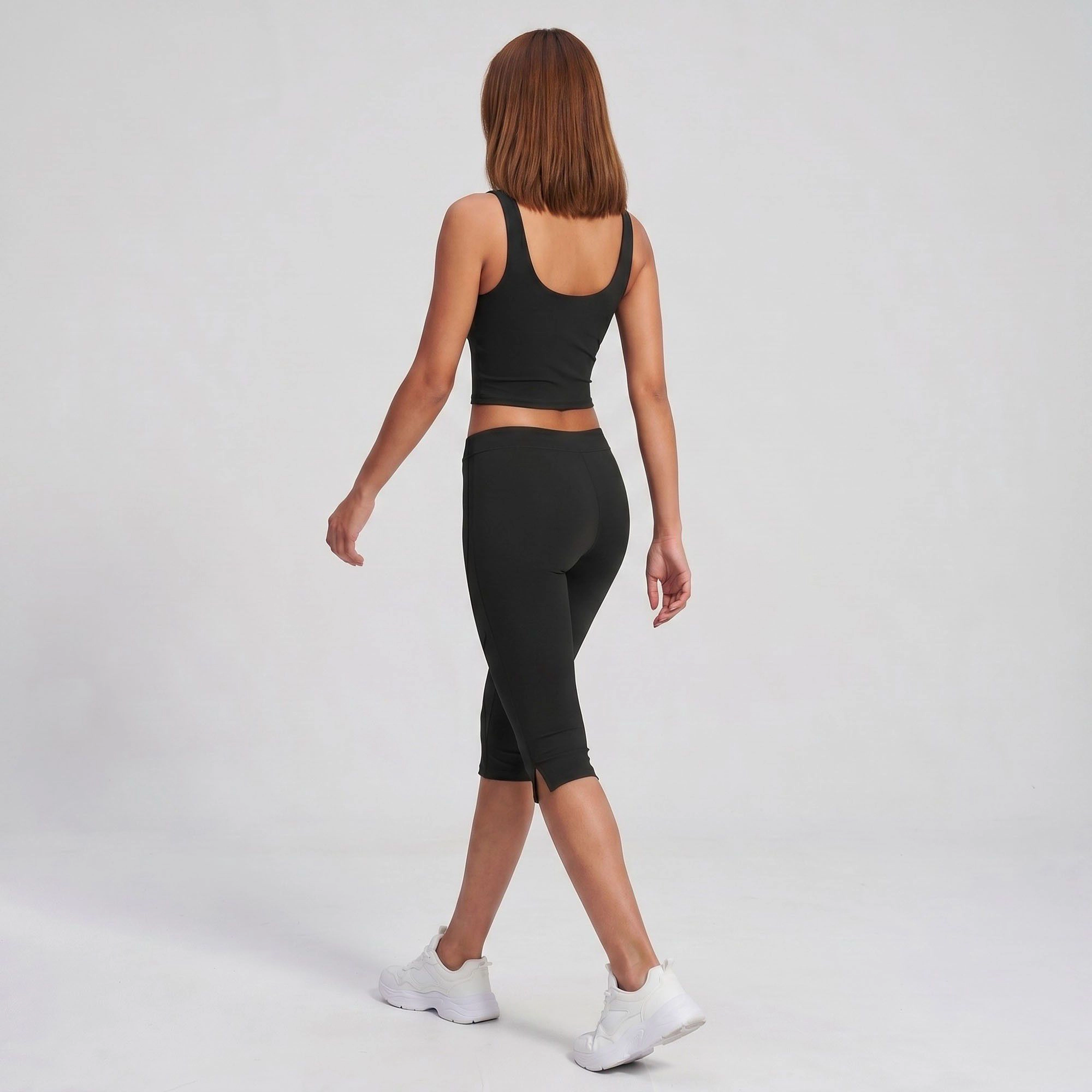 Anna-Kaci Women's High-Waist Capri Leggings Side Slit Cropped Workout Yoga Pants