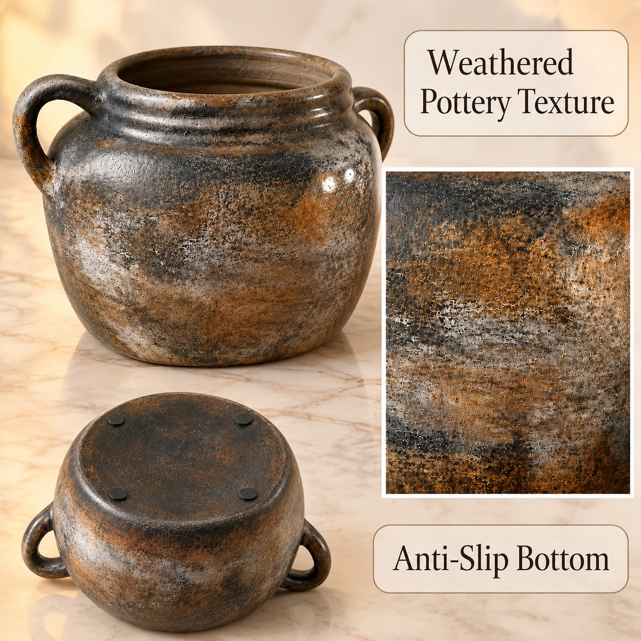 WZK Rustic Farmhouse Handmade Ceramic Kitchen Utensil Holder