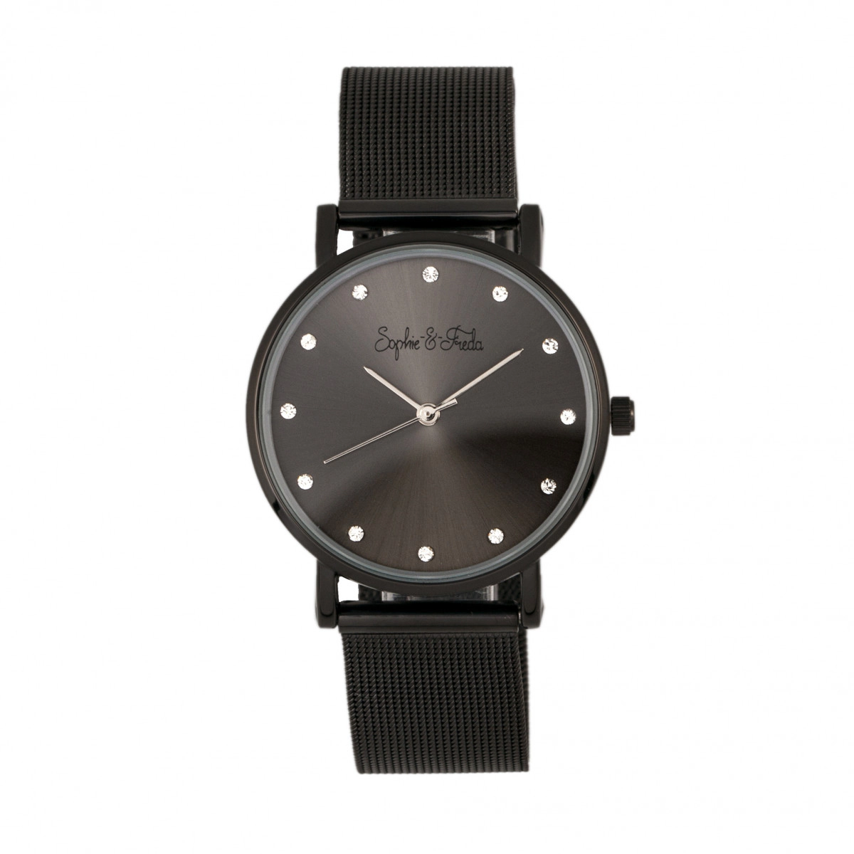 Sophie & Freda Savannah Mesh Bracelet Watch w/Swarovski Crystals