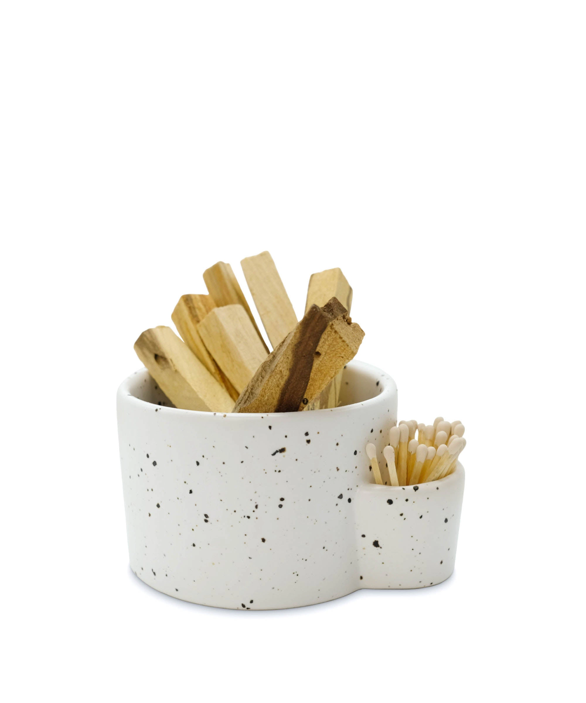 Bursera White Ceramic Smudging Bowl, 5 Inch