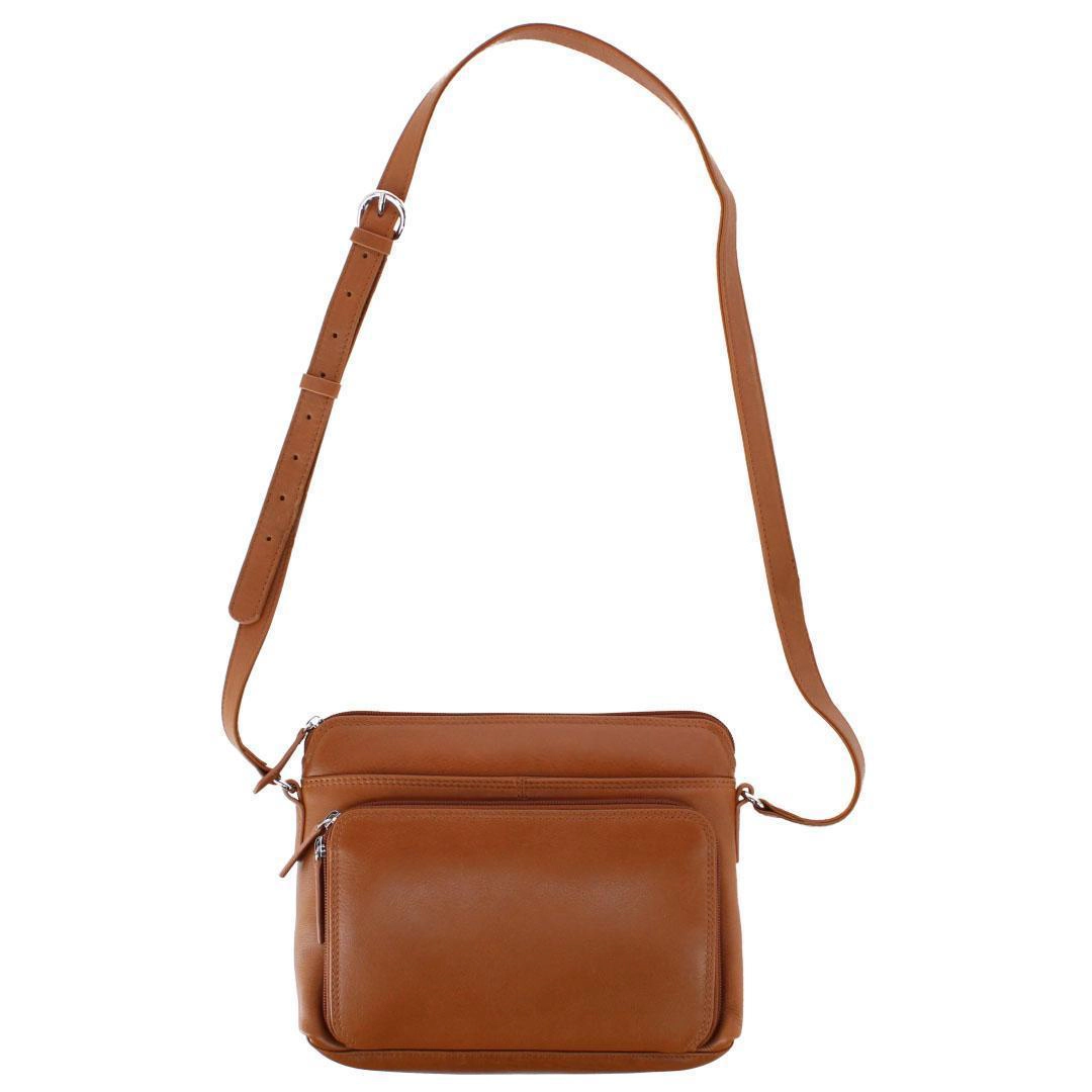 CTM Women's Leather Shoulder Bag Purse with Side Organizer