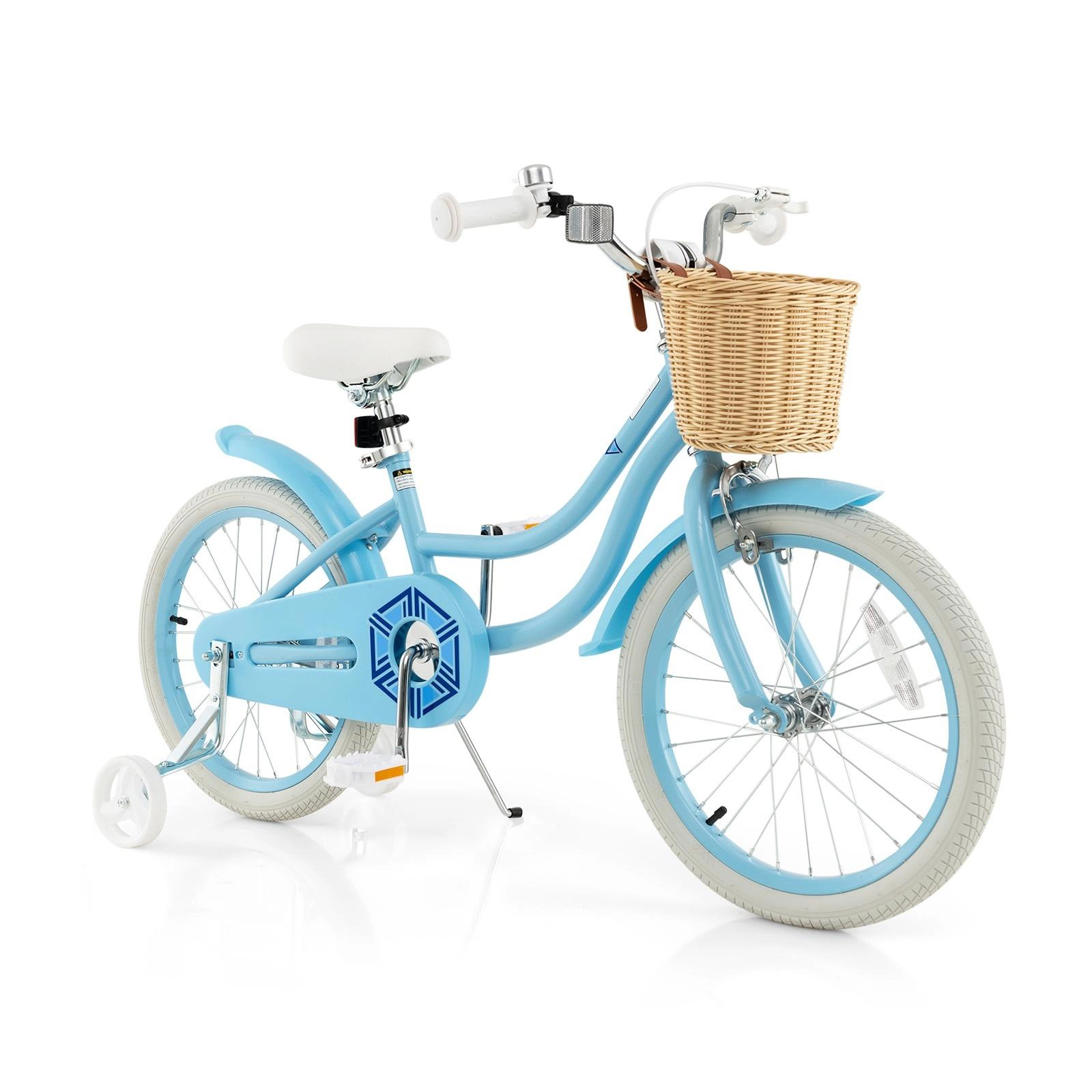 SUGIFT 18-Inch Kids Bicycle with Training Wheels and Hand Brake 121-132-lb Capacity Ages 4-8 Adjustable Saddle Blue