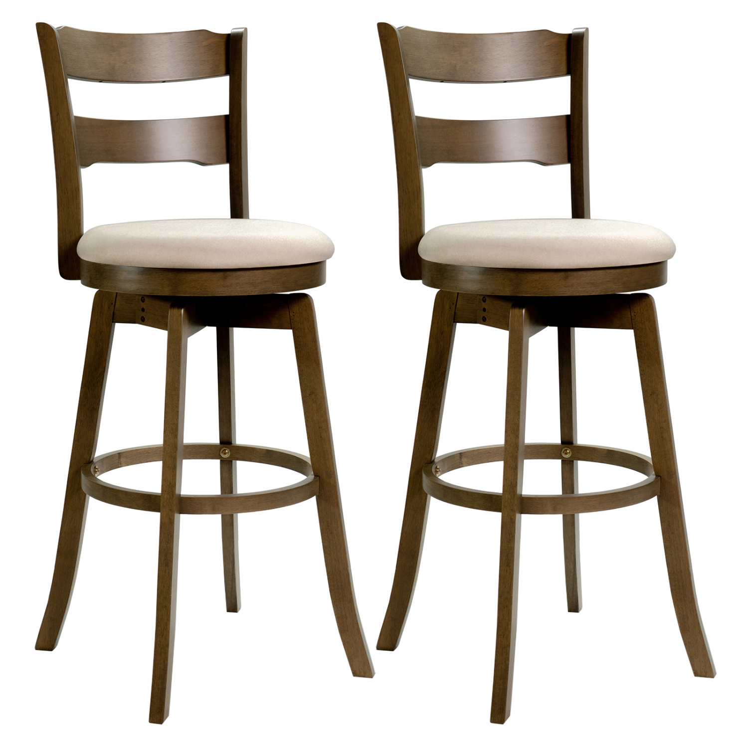 Glintex 2-Piece 30.5-Inch Swivel Bar Stool Set with 350-Lb Capacity, Ash Wood + Sand