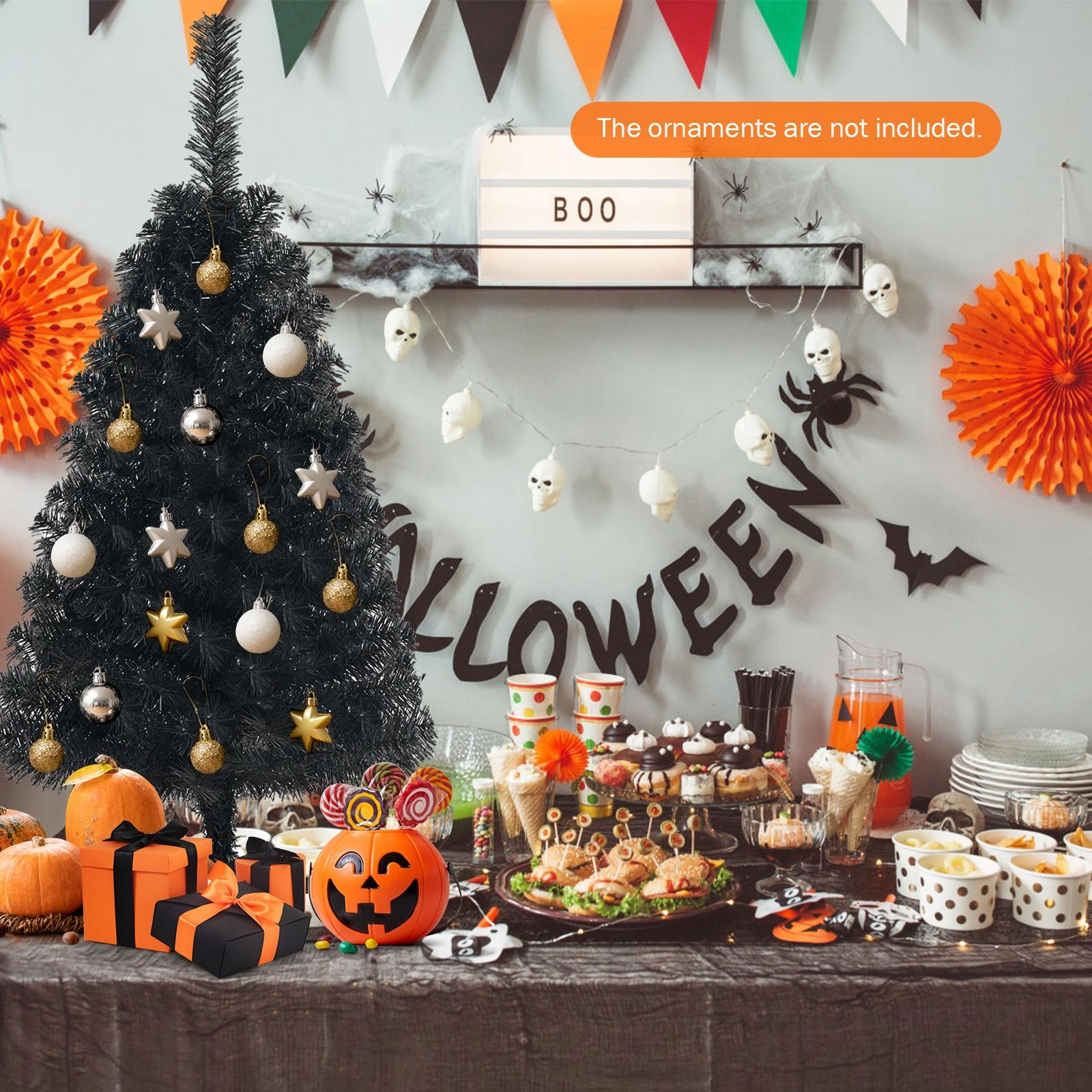 SlickBlue Compact Decorative Tree with Full PVC Leaves for Indoor Festival Display