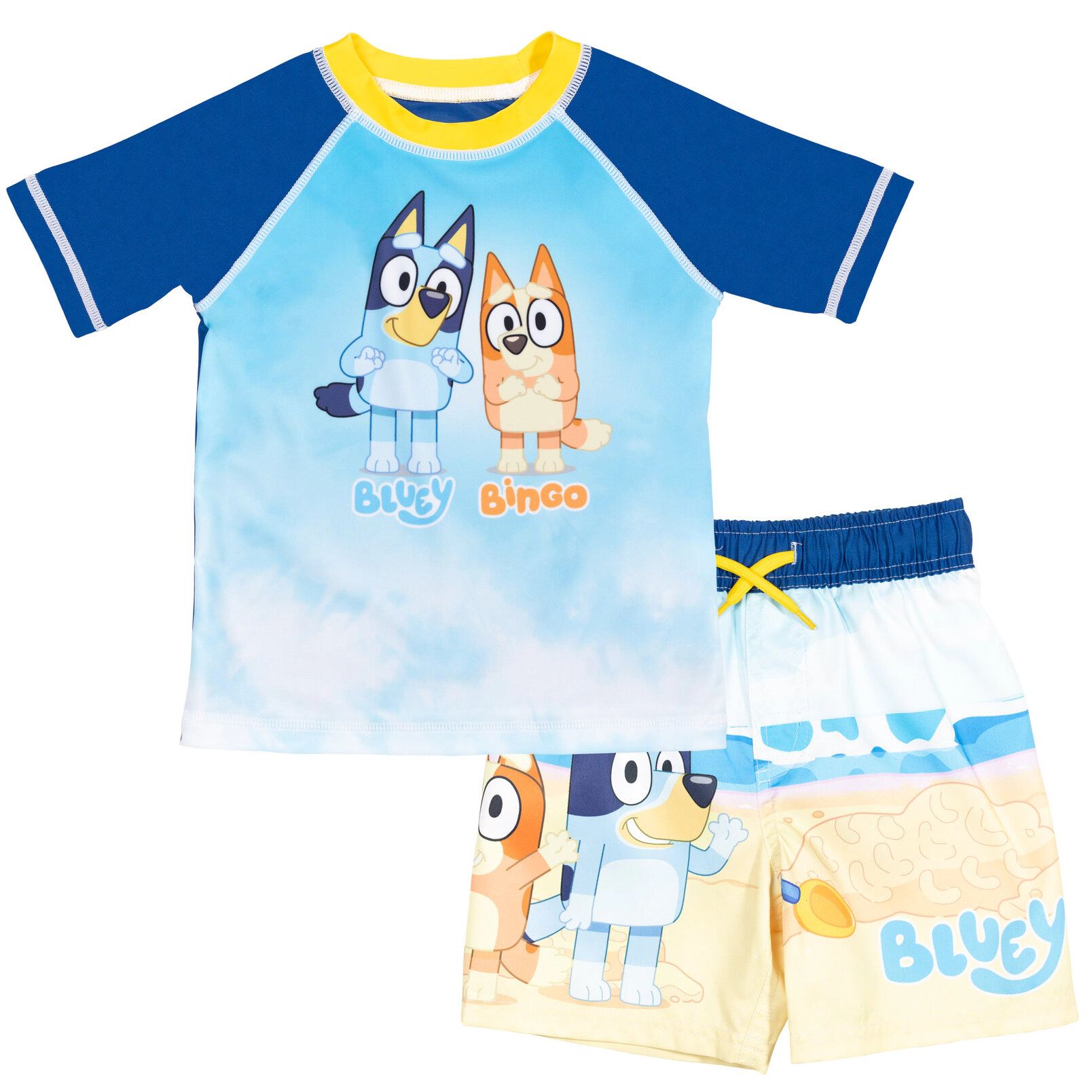 Bluey Swimwear 2-Piece Rash Guard and Swim Trunks Set