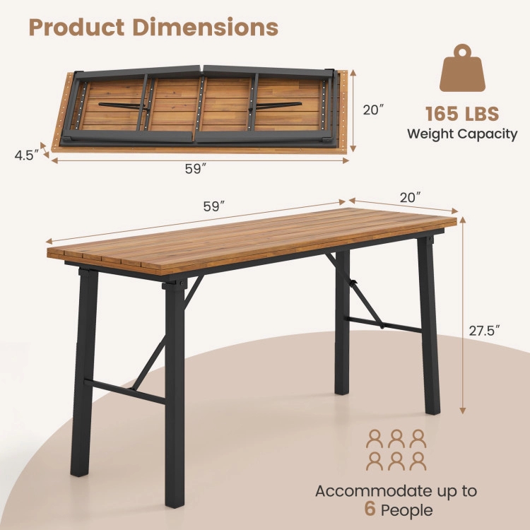 Hivvago Outdoor Dining Table And Bench Set With Acacia Wood Top For Yard Garden Poolside