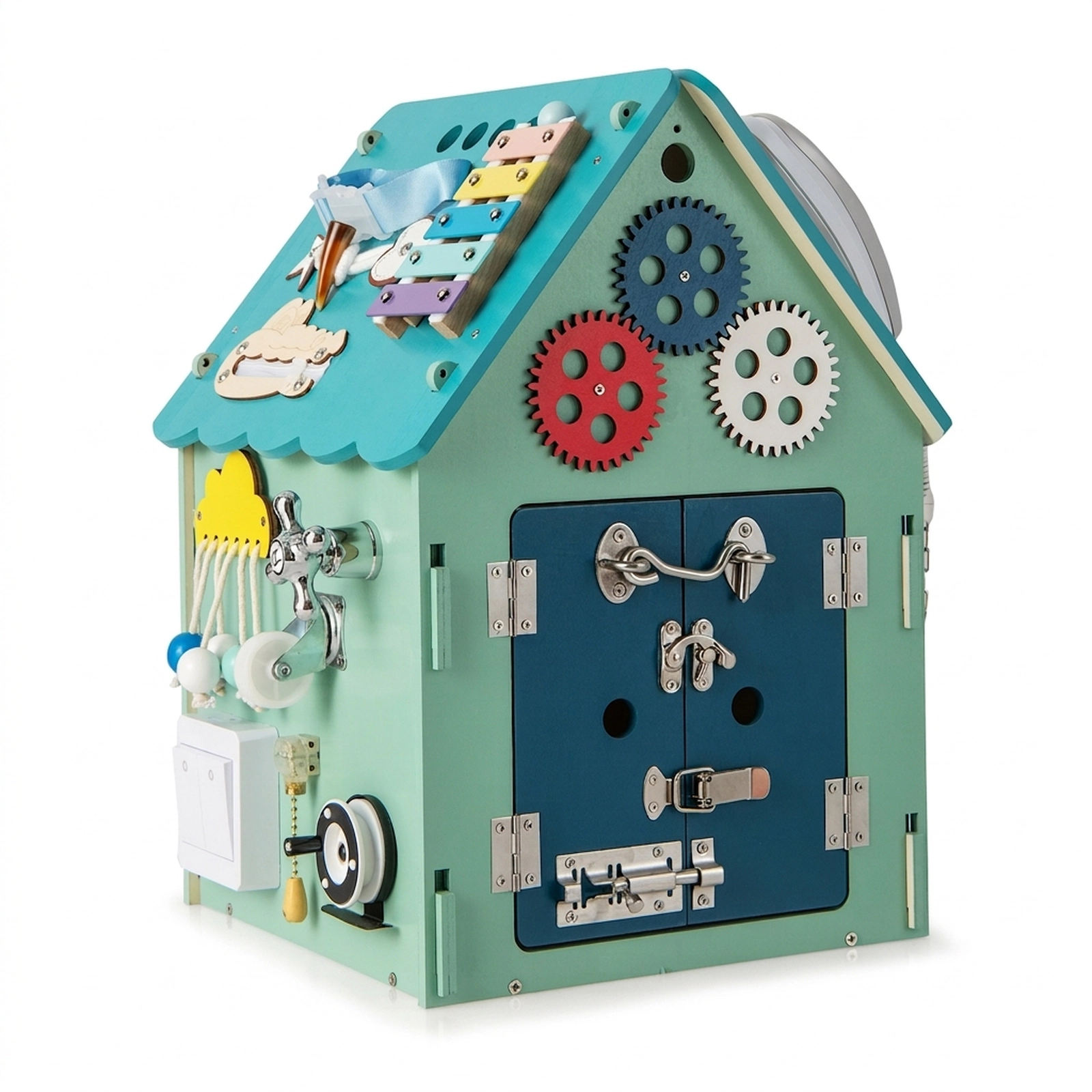 SUGIFT Blue Sensory Games and Interior Storage Space Kids Montessori Play House