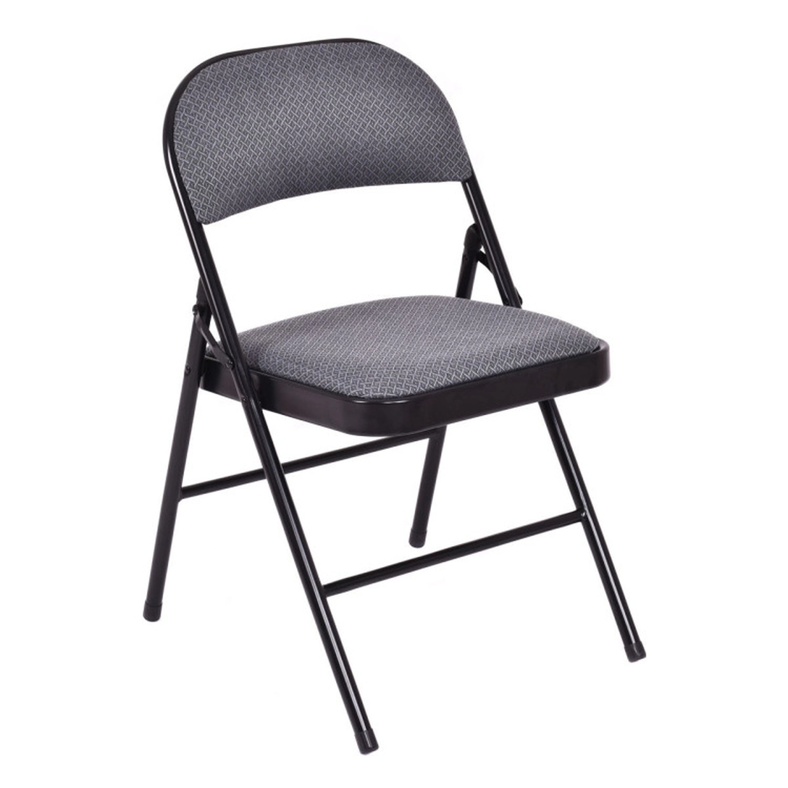 SUGIFT Set of 4 Fabric Upholstered Padded Seat Metal Frame Folding Chairs 18-in x 20-in x 30-in 265-lb Capacity Black