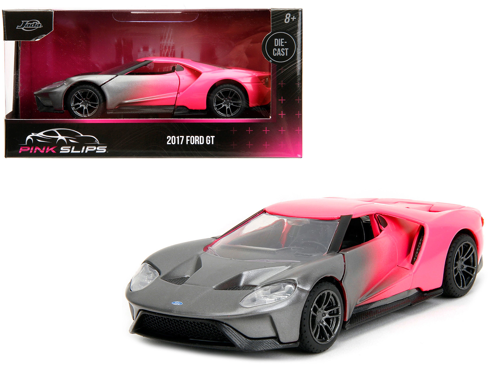 Jada 2017 Ford GT Gray Metallic and Pink Gradient "Pink Slips" Series 1/32 Diecast Model Car by Jada
