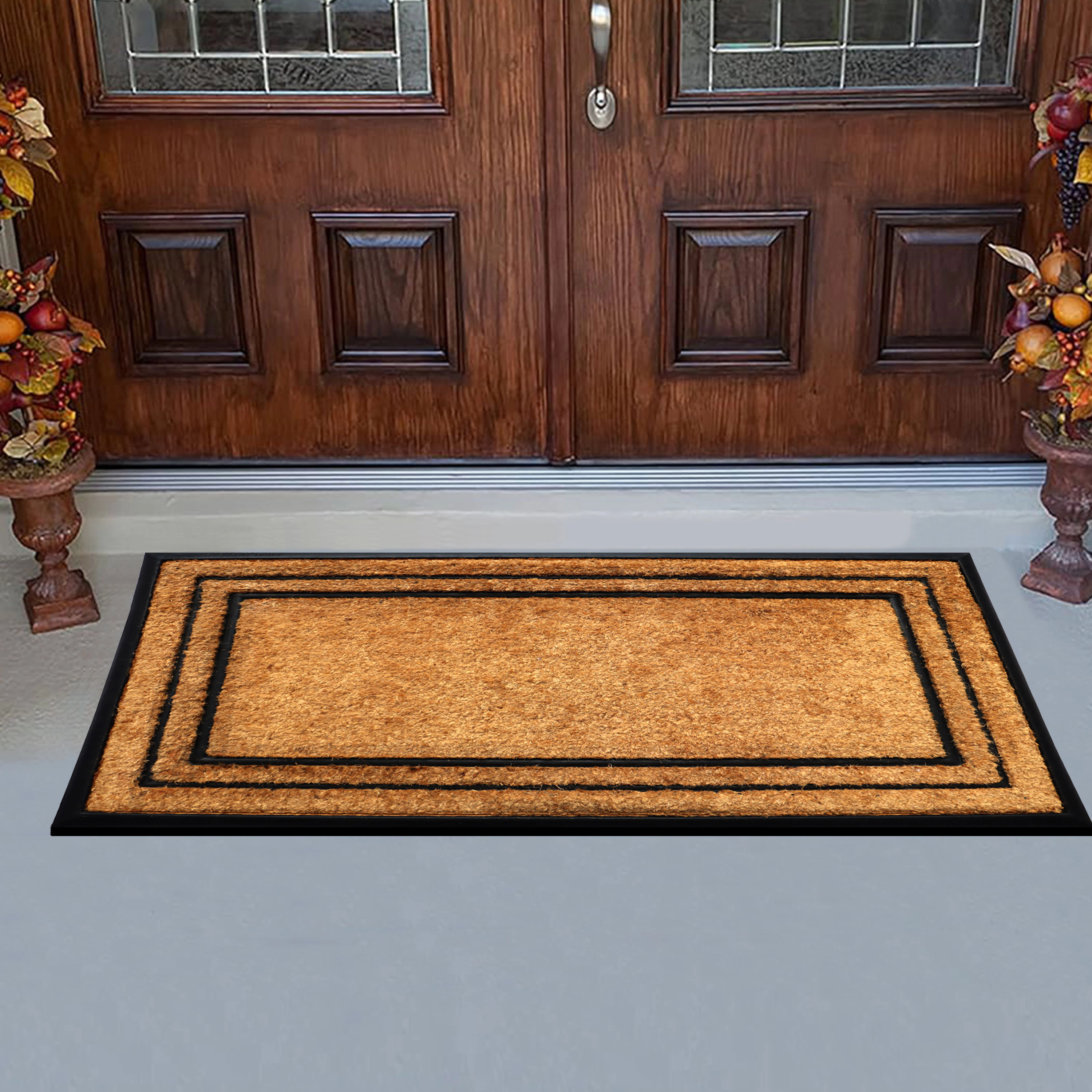 A1HC Coir and Rubber Door Mat 30x60 Inches Heavy Duty Non-Slip Dirt-Trapping Plain Border