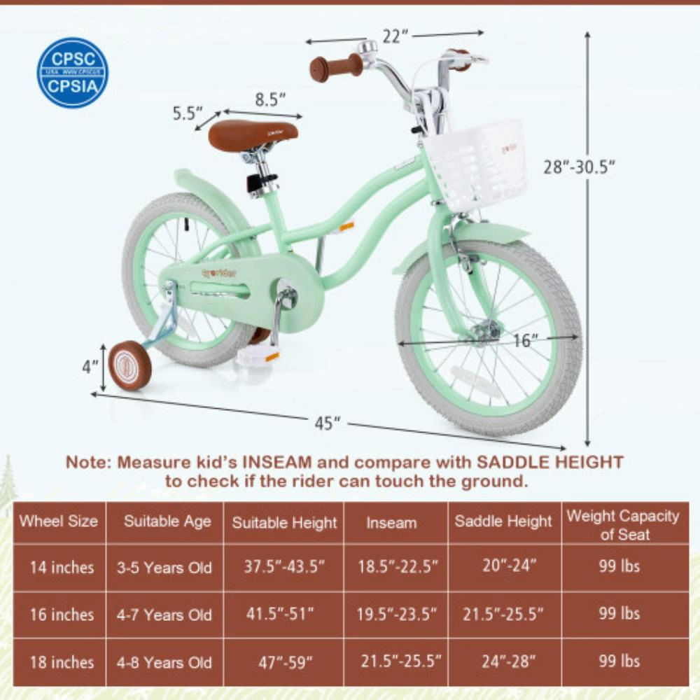 Hivvago 16 Inch Kids Bike with Adjustable Seat and Bell for Kids 3-8 Years Olds-16 inches