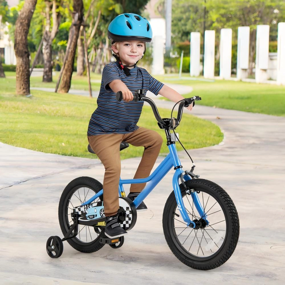 SUGIFT Blue Removable Training Wheels Carbon Steel Frame and Adjustable Seat Kids Bike