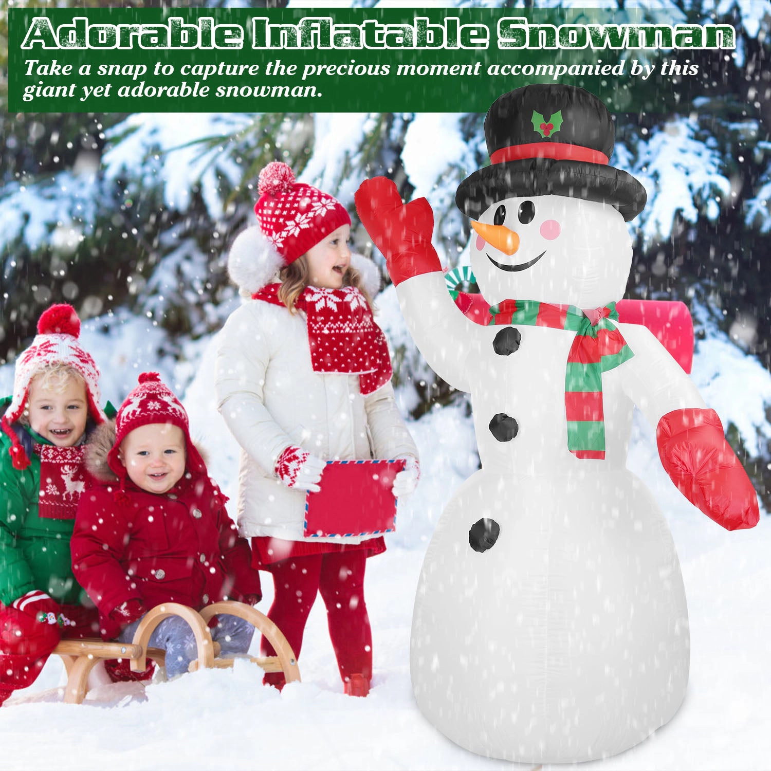 GBruno 7.9ft LED Inflatable Christmas Snowman Decor