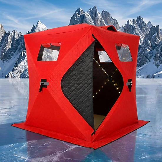 PALQOUETH 3-4 Person Insulated Pop-Up Ice Fishing Tent, 70.8x70.8x77 ...