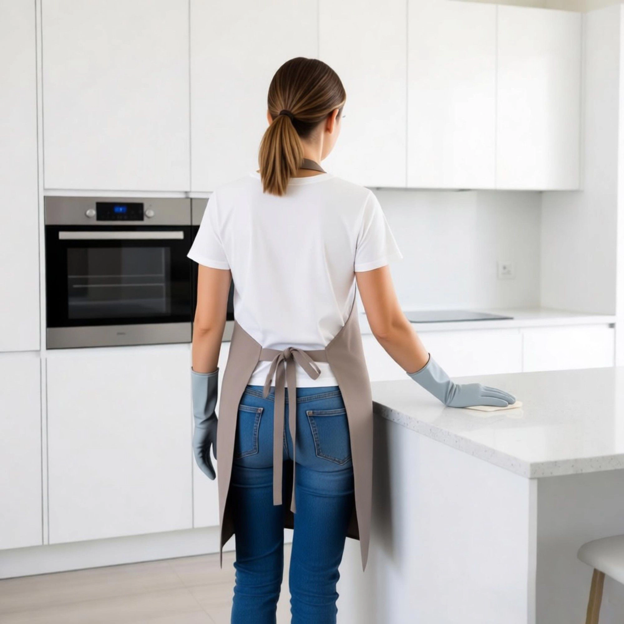 Alilang Women Kitchen Apron Adjustable Neck with Pocket for Cooking Baking Crafting