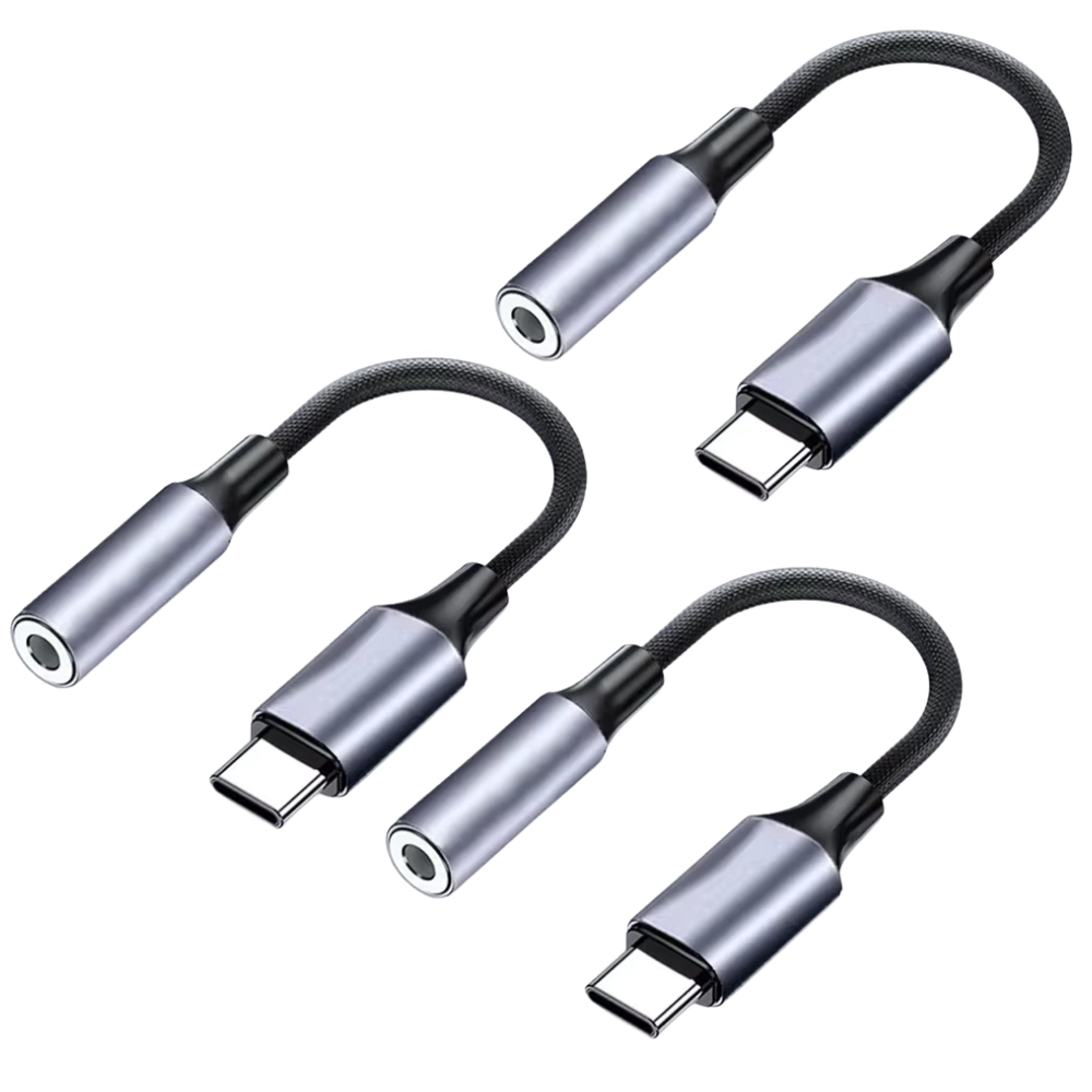 Qixxronics USB-C to 3.5mm Aux Audio Adapter for iPhone 17/16/15, Samsung Galaxy, Note, Pixel Devices iPad Pro (3 Pack)