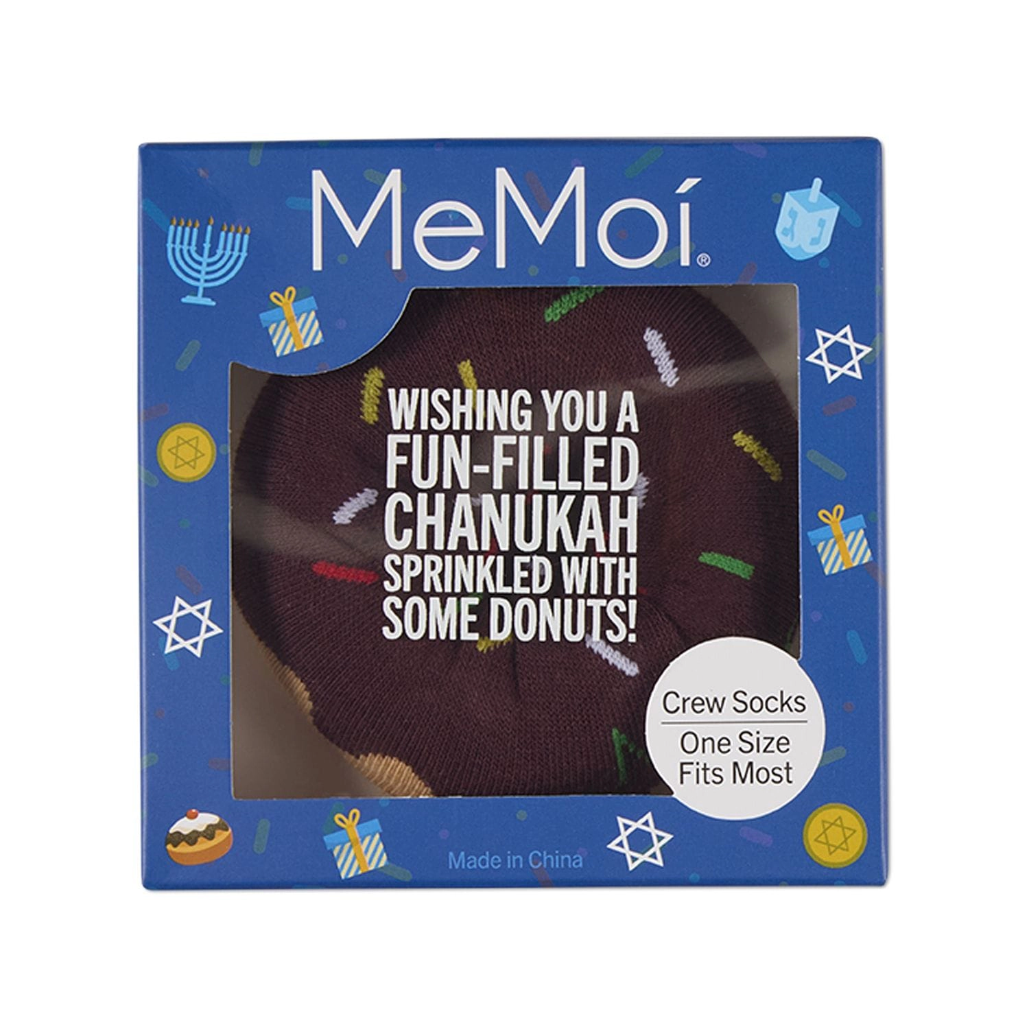 Unisex Kids Chanukah Donut-Themed Cotton-Rich Novelty Crew Sock Gift Box