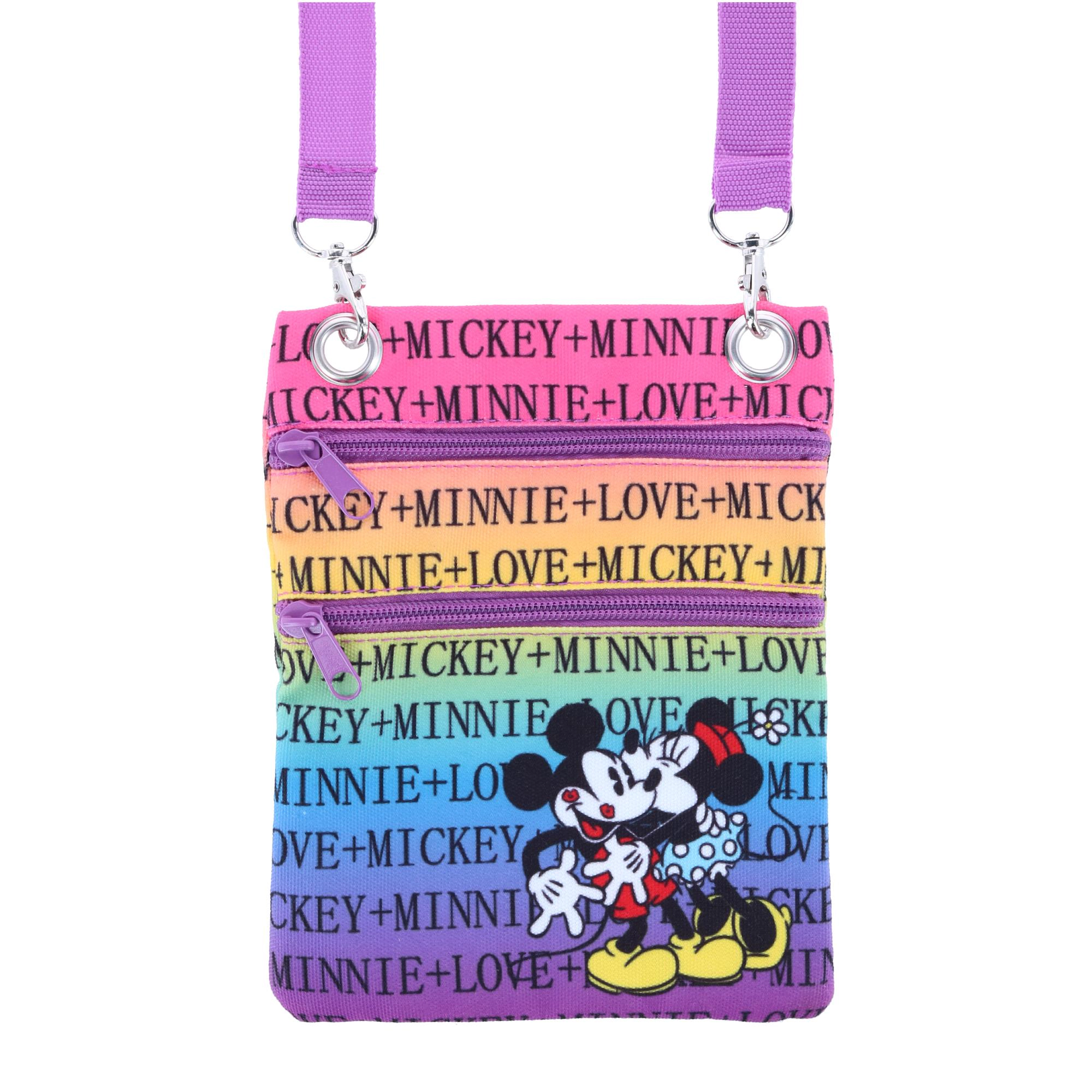 Jerry Leigh Disney Mickey and Minnie Mouse Rainbow Passport Crossbody Bag