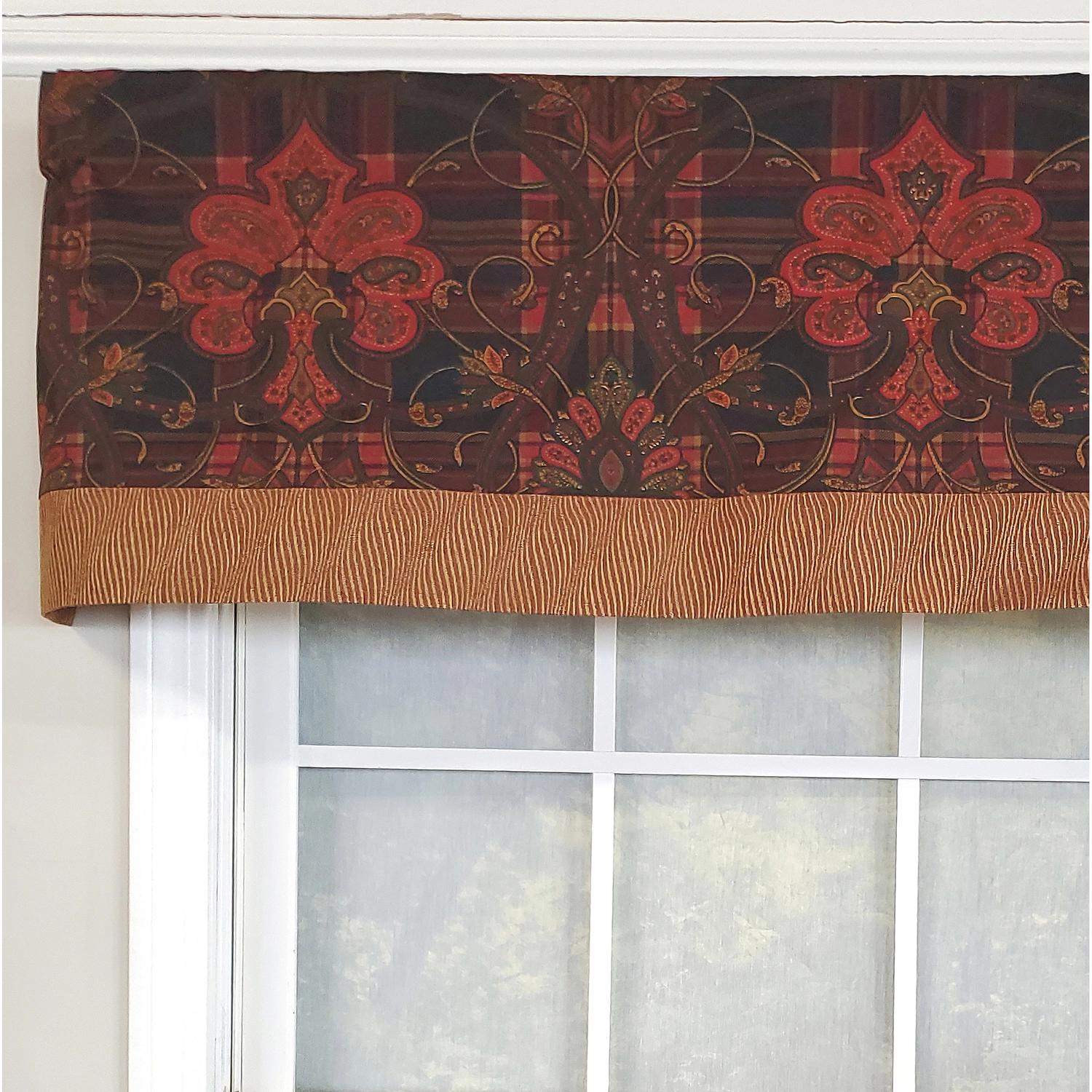 RLF Home 3" Rod Pocket High Quality Fabric Espadas Banded Valance for Windows 50" x 16" Burgundy