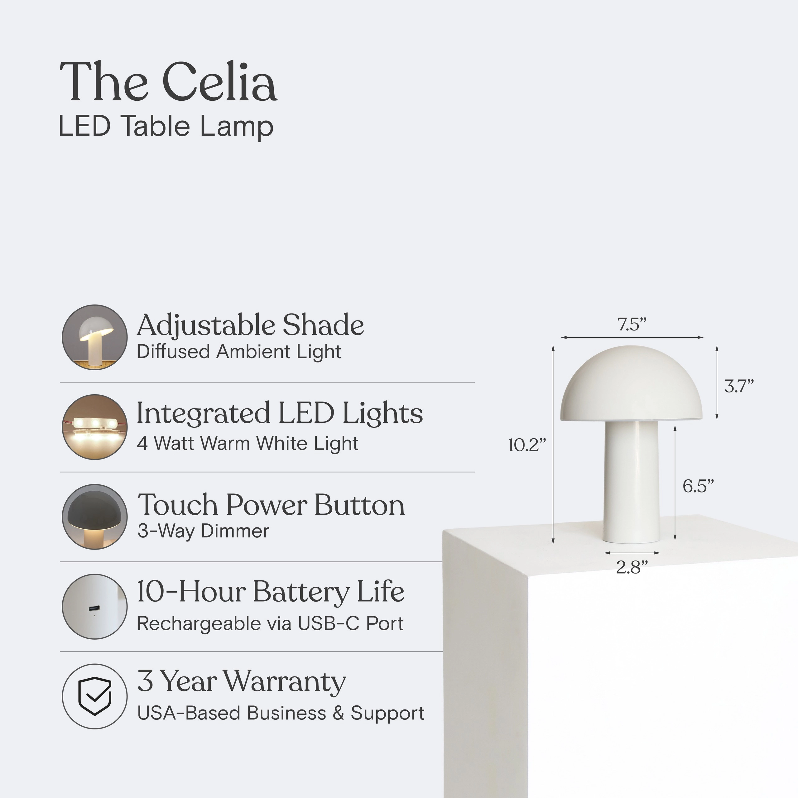 Brightech Celia Portable Mushroom Table Lamp