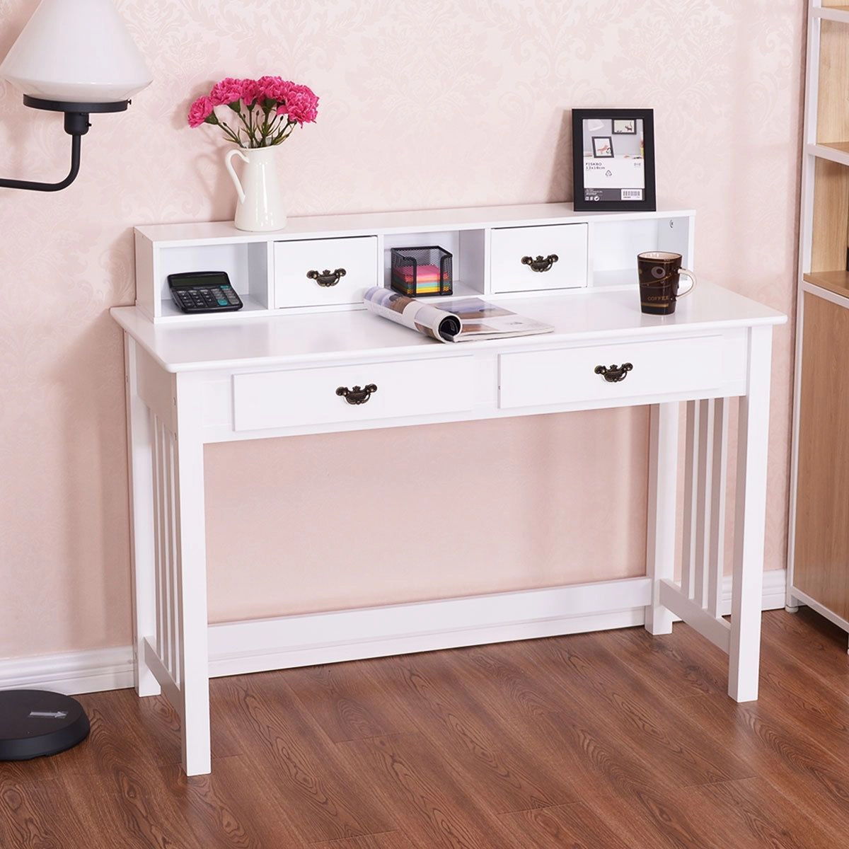 SlickBlue 47.5" Home Office Desk with Drawers and Floating Organizer