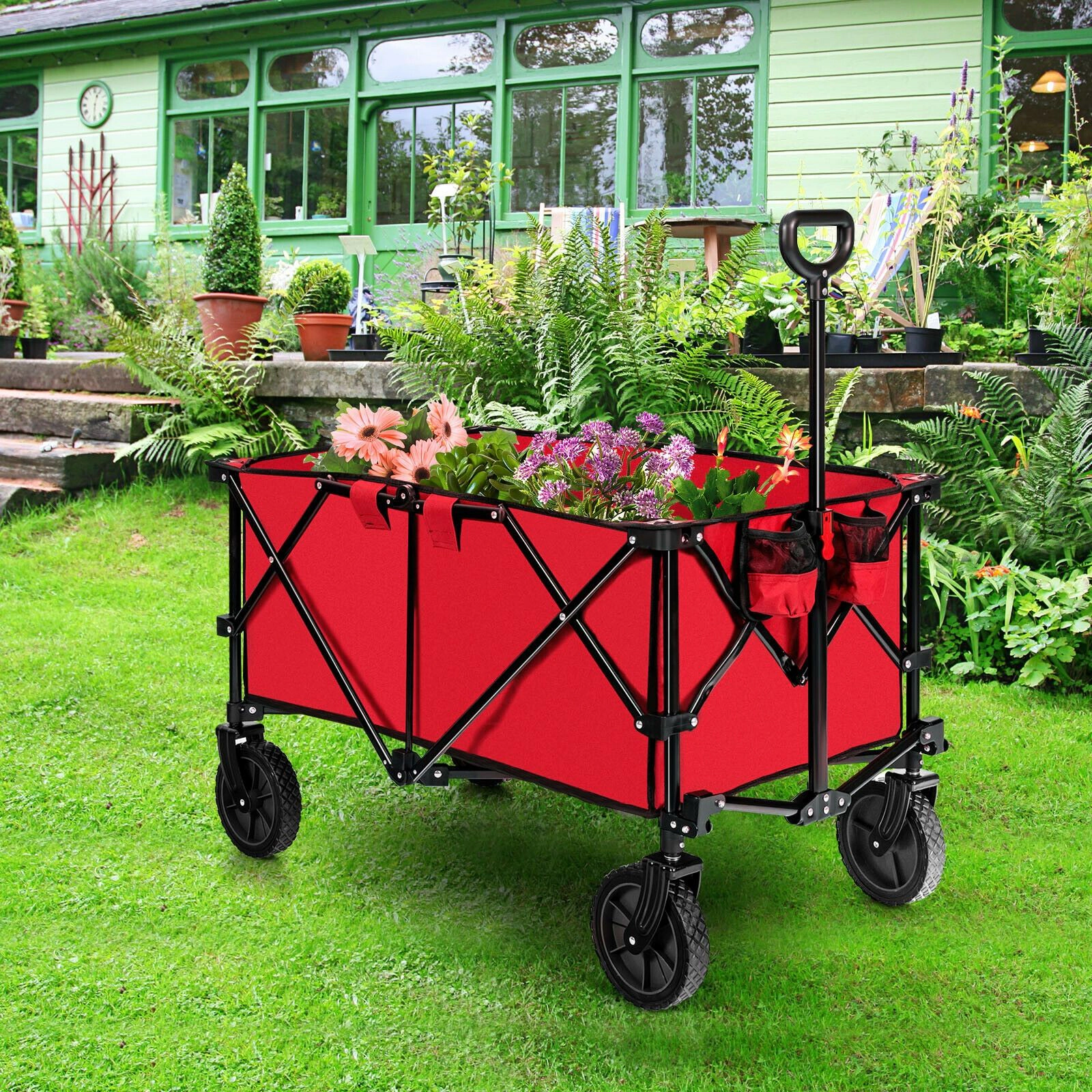 SlickBlue Folding Utility Wagon Cart with 180 lb Weight Capacity