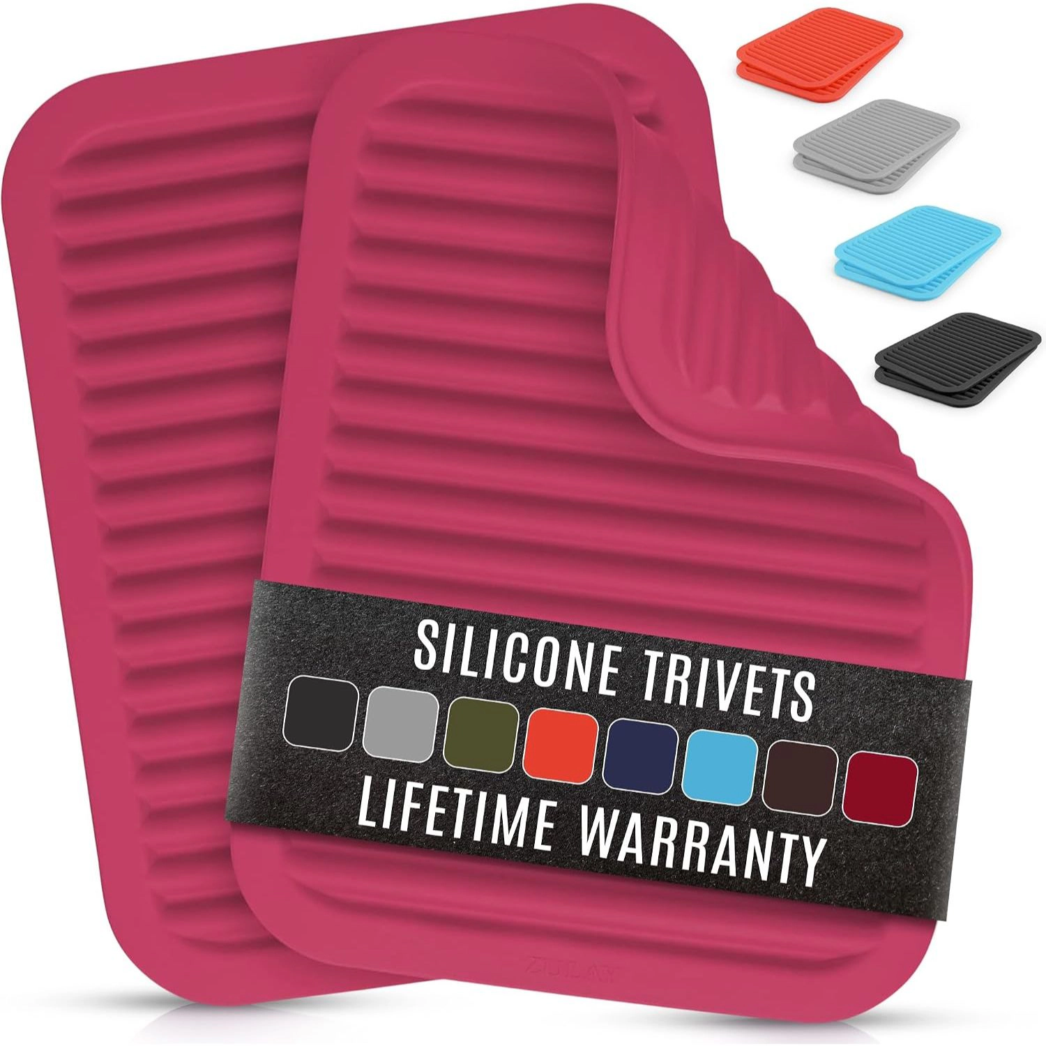 Zulay Kitchen 2-Pack 9"x12" Silicone Trivets for Hot Pots & Pans