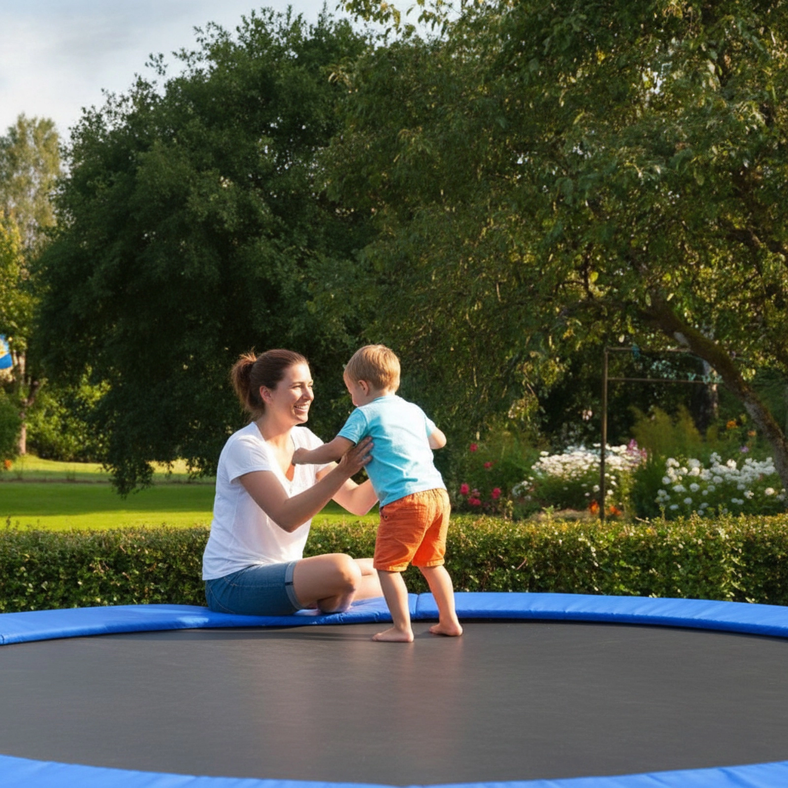 14-ft Universal Trampoline Safety Pad Spring Cover 12-in Width 0.6-in EPE Foam Elastic Straps Waterproof Blue